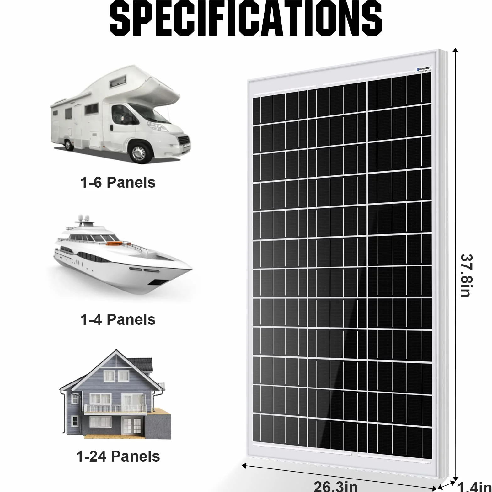 ECO-WORTHY Monokrystaliczny panel słoneczny, ogniwo słoneczne 240 W, zawiera moduł solarny 12 V + regulator ładowania 30 A + kabel 5 m + klamry do kamperów