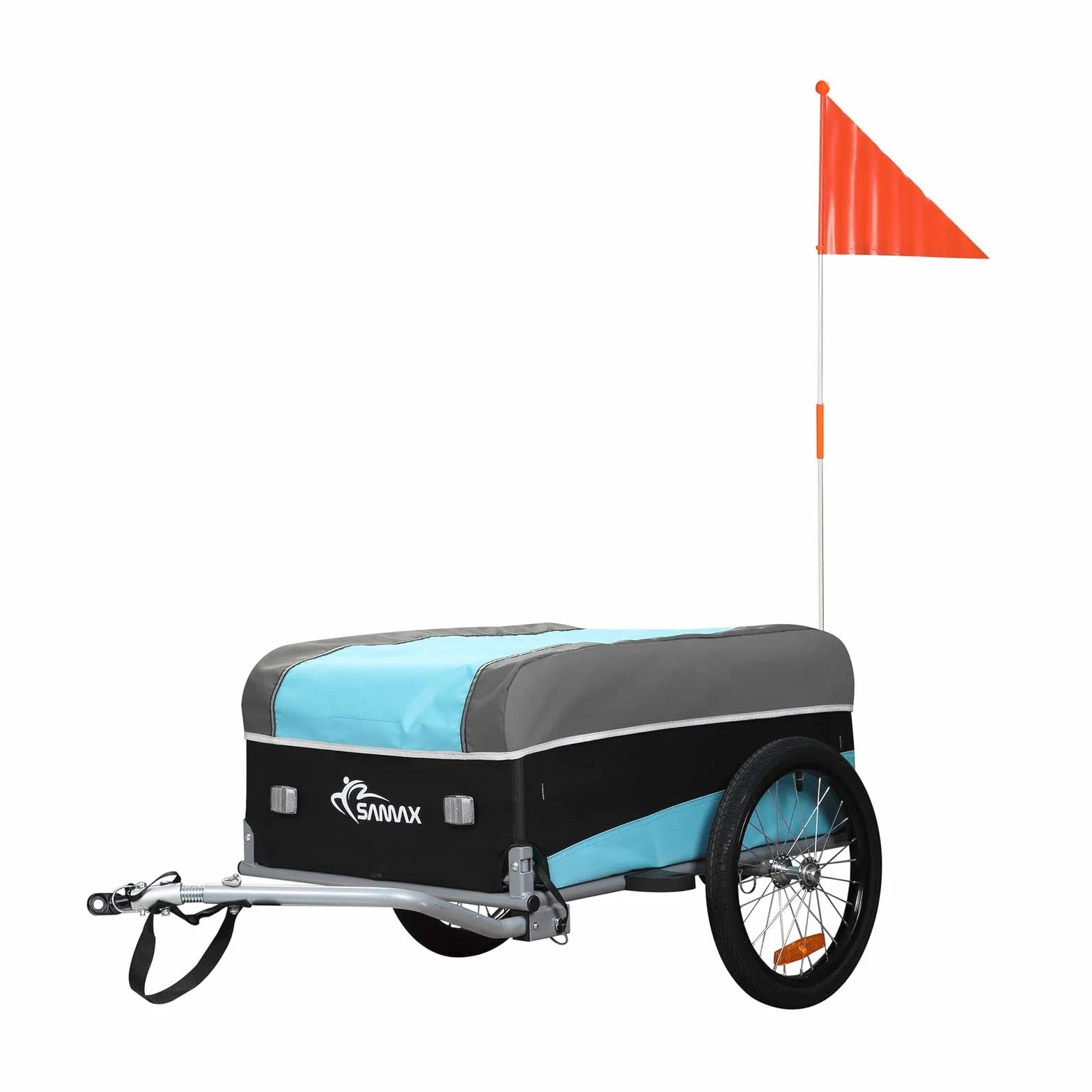 SAMAX Transport przyczep rowerowych z pokrowcem i sprzęganie, bagaż podręczny 40 kg / 120 litrów w kolorze niebieskim/szarym - edycja sportowa