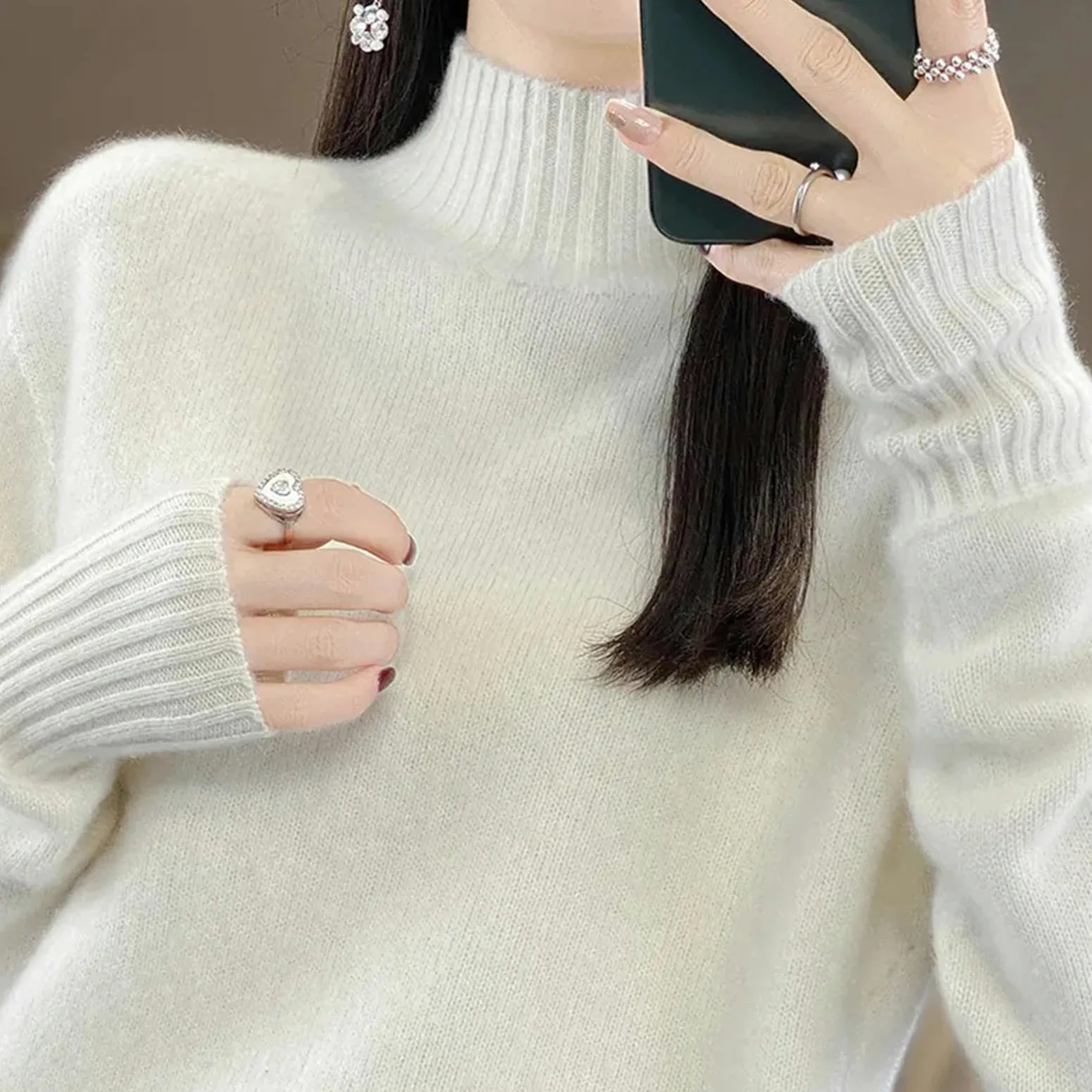 Sweter damski na jesień i zimę sweter damski z golfem sweter luźna odzież damska