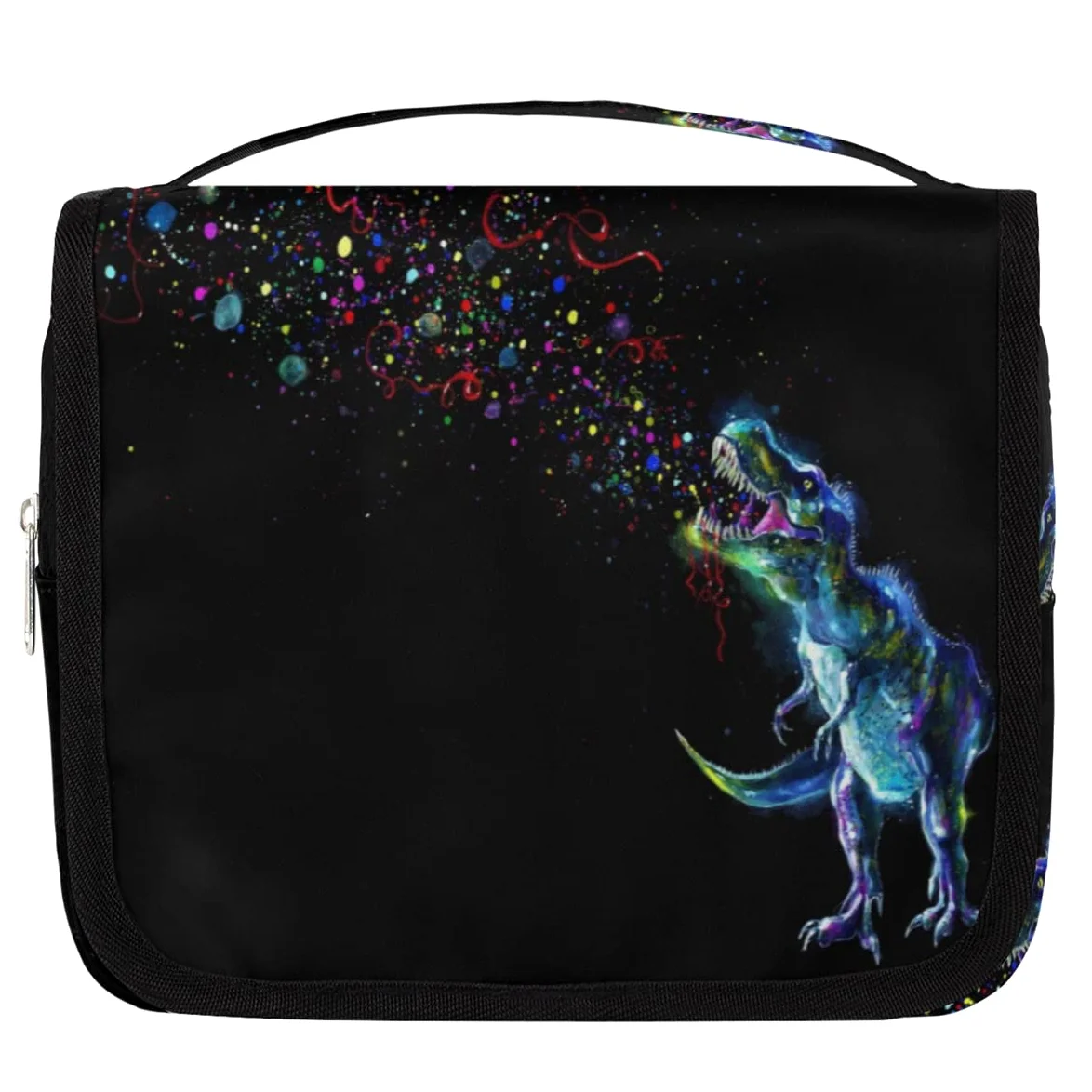 Podróżna kosmetyczka z dinozaurem zwierzę przestrzeń myj torba unisex wiszące przybory toaletowe kosmetyczne organizer do makijażu, wielobarwny, Jeden rozmiar