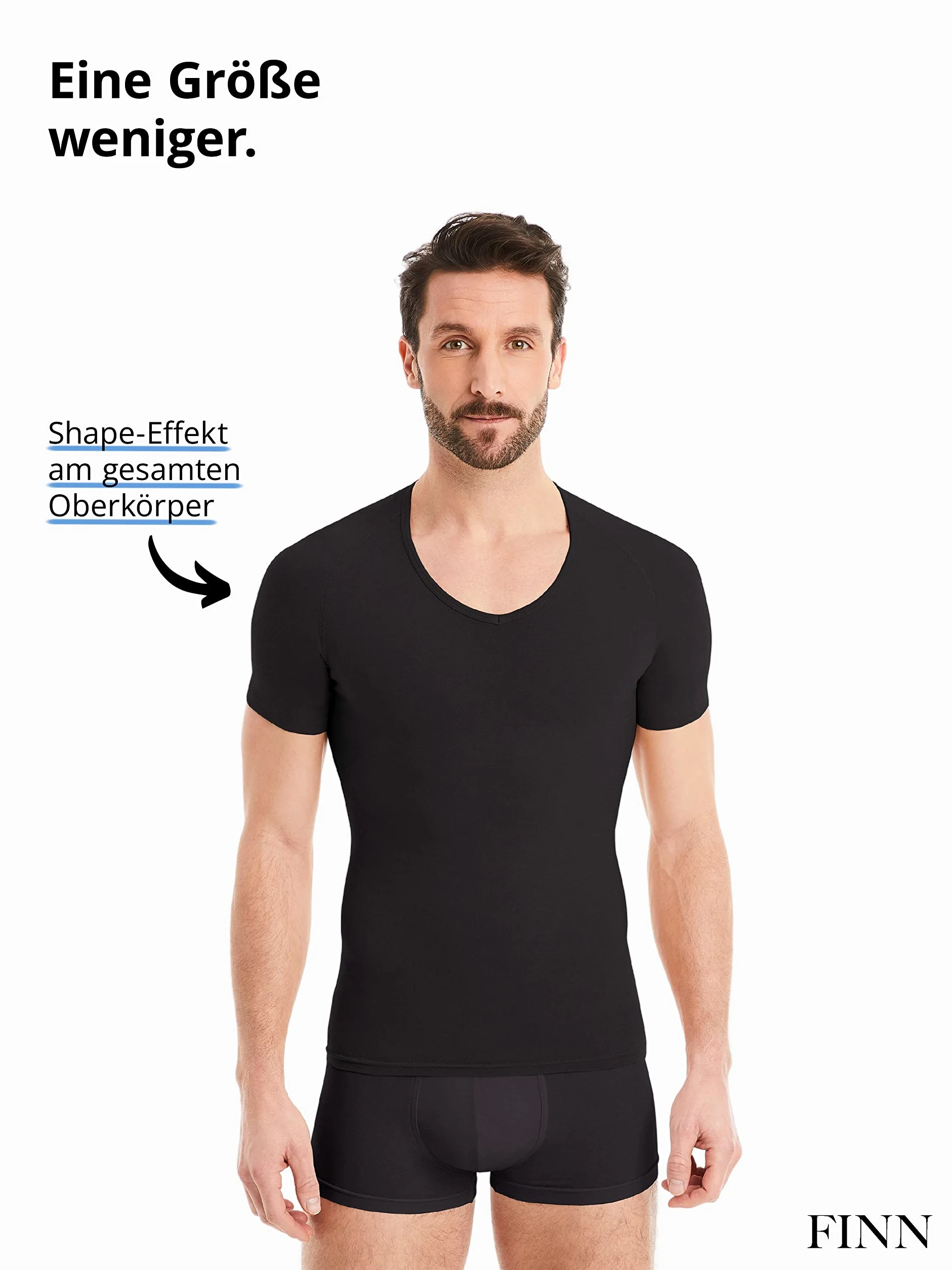 FINN Męska koszulka kompresyjna modelująca figurę z efektem wyszczuplającym brzuch - krótki rękaw Shapewear podkoszulek z bawełny - Body Shaper dla płaskiego brzucha