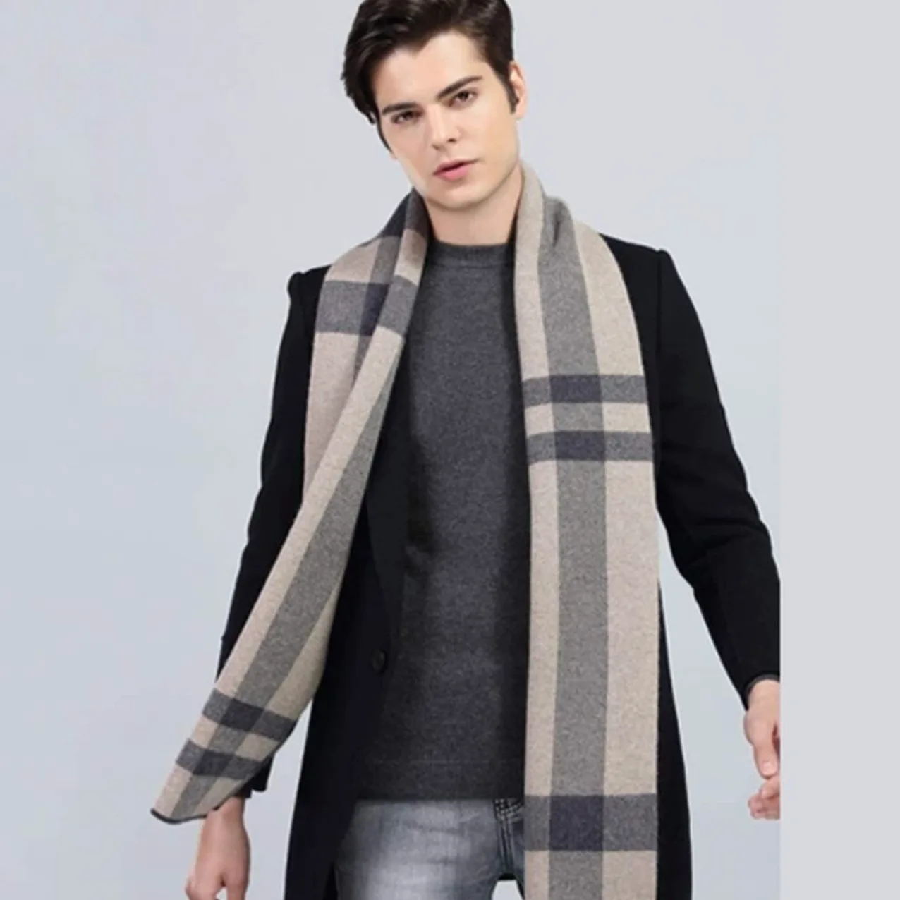 Szalik Na Zimę Zimowe Szaliki Zimowe Szaliki Męskie Miękkie Modne Szaliki Kaszmirowe Modny Szalik (Blue : D, Size : 180 * 30cm)