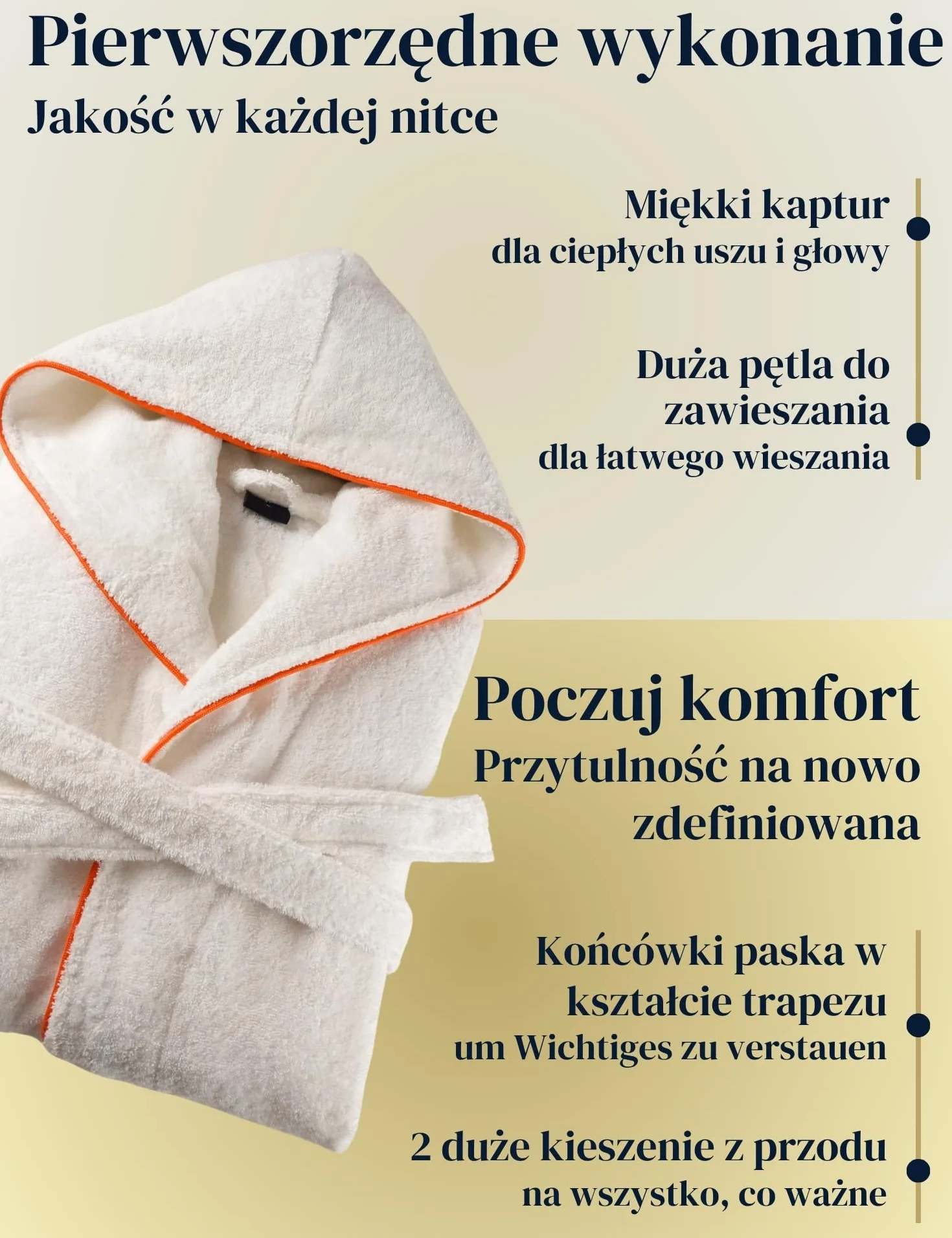 Szlafrok damski z kapturem z miękkiej bawełny – wyjątkowo delikatny i wygodny – długi szlafrok frotte na saunę – certyfikat OEKO-TEX