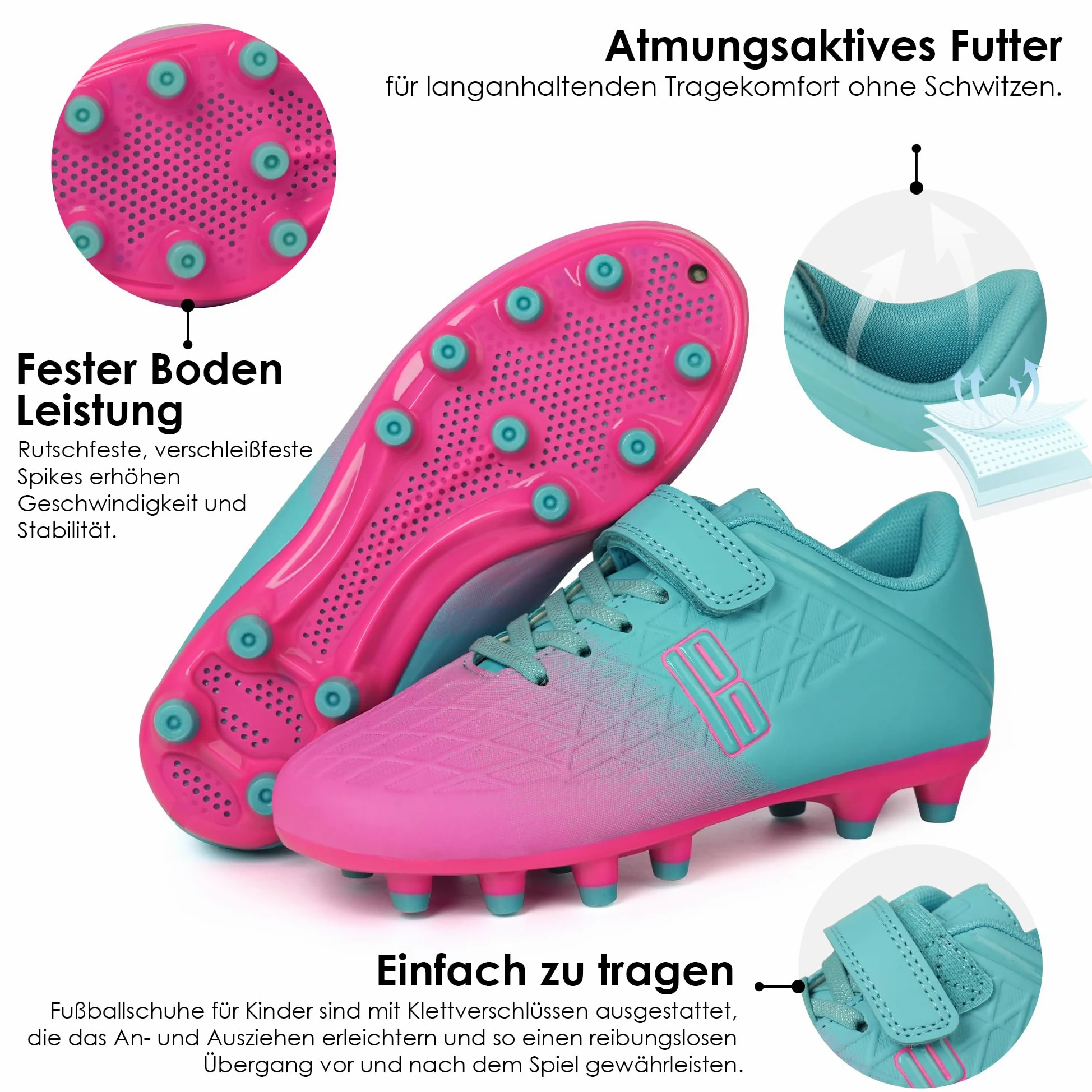 JABASIC Buty piłkarskie dla dzieci Firm Ground Football buty dla chłopców i dziewczynek, buty piłkarskie ze skarpetkami