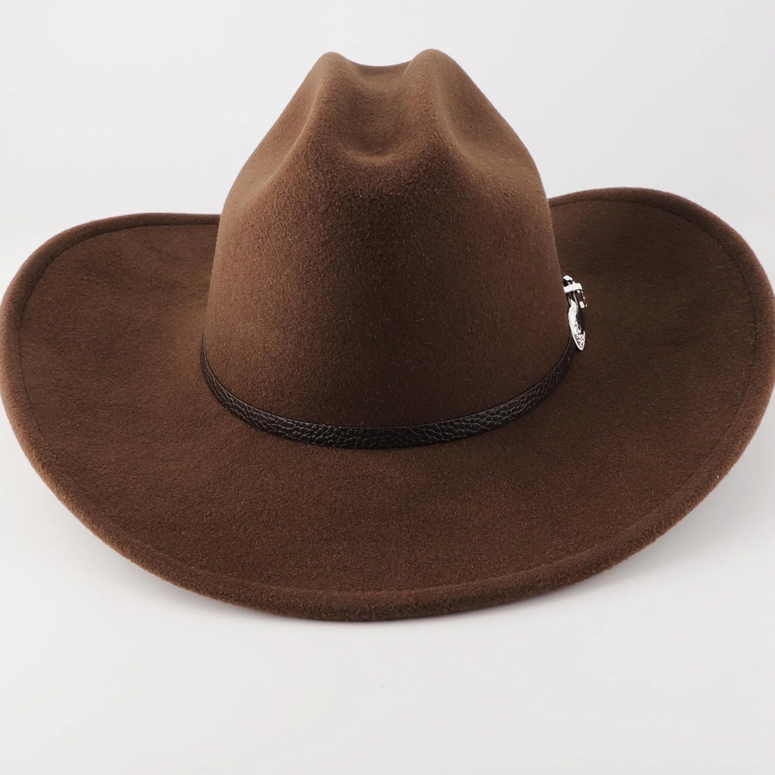 DRESHOW Kapelusz Kowbojski dla Kobiet Kapelusze Filcowe Cattleman Western Retro Fedora Outdoorowy Kapelusz Kowbojski z Kształtowalnym Szerokim Rondem Filcem i Paskiem z Klamrą