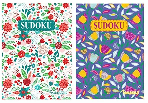 Squiggle A5 kwiatowy sudoku podróżny rozmiar 128 pg puzzle książki - zestaw 2 szt
