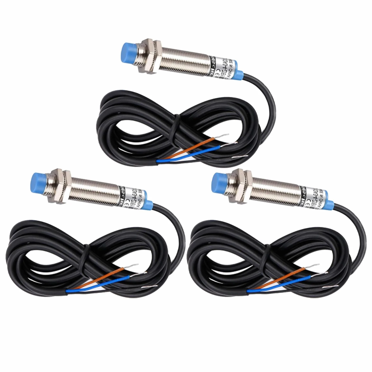 3 sztuki M8 indukcyjny czujnik zbliżeniowy, przełącznik nietyp tarczy LJ8A3-2-Z/BX detektor 2 mm 12-24 V DC 200 mA NPN indukcyjny przełącznik zbliżeniowy, 3 przewody