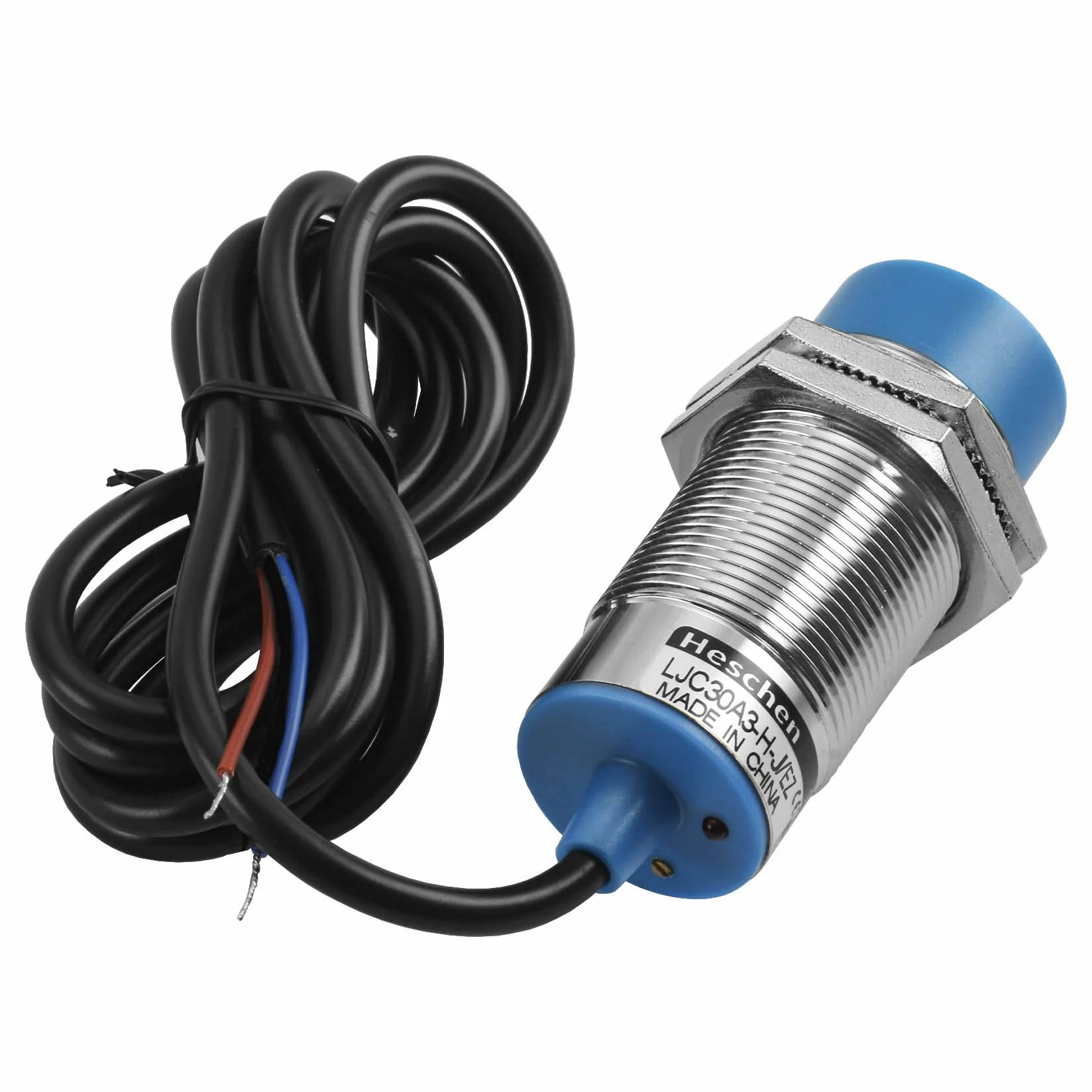 Heschen M30 pojemnościowy przełącznik czujnika zbliżeniowego, typ nieosłony, LJC30A3-H-J/EZ, detektor 1-15mm, 90-250VAC 400mA, normalnie otwarty (NO), 2 przewody
