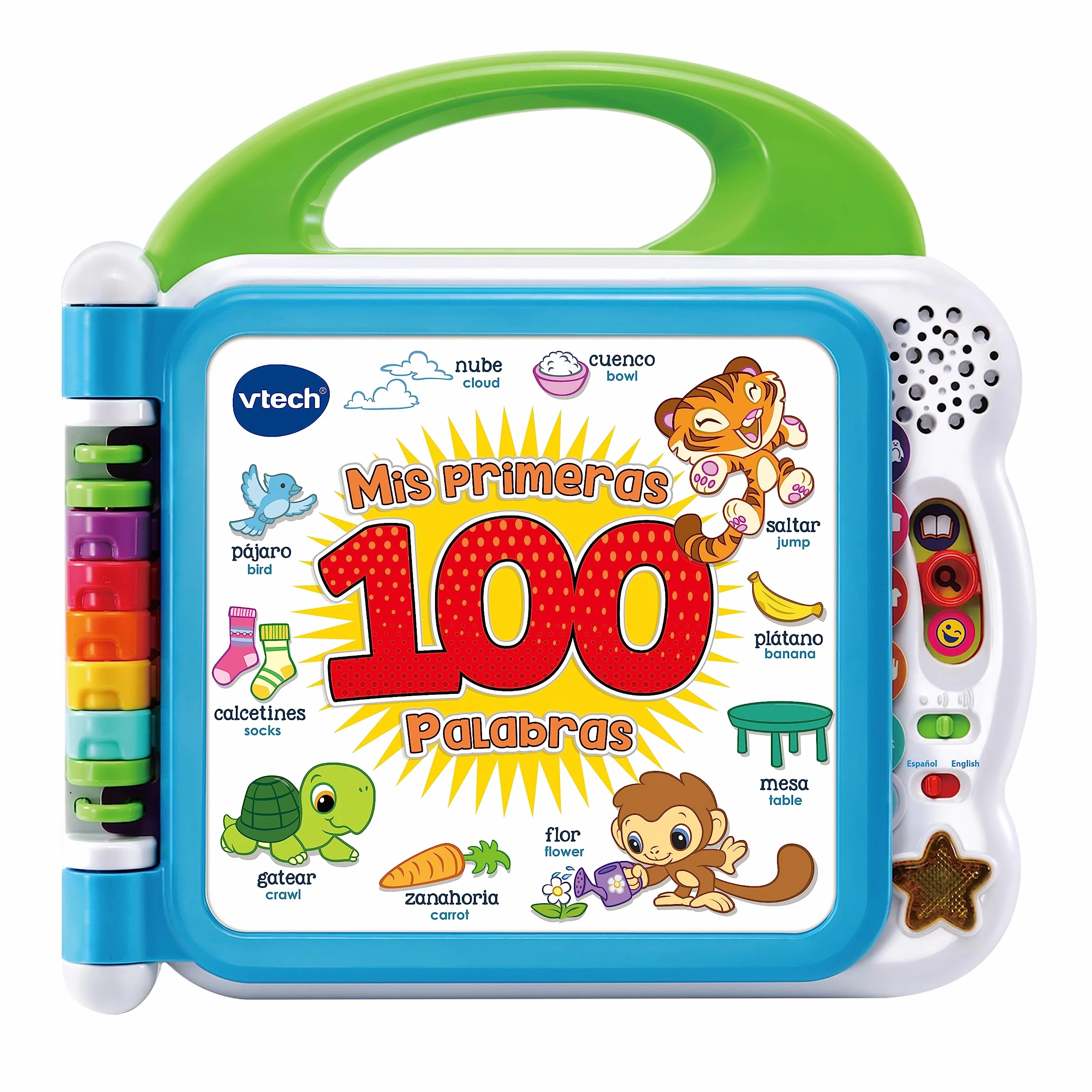 VTech - Moje pierwsze 100 słów dwujęzyczny, interaktywna książka edukacyjna hiszpańsko-angielska, zabawka dla dzieci +1,5 lat, wersja ESP