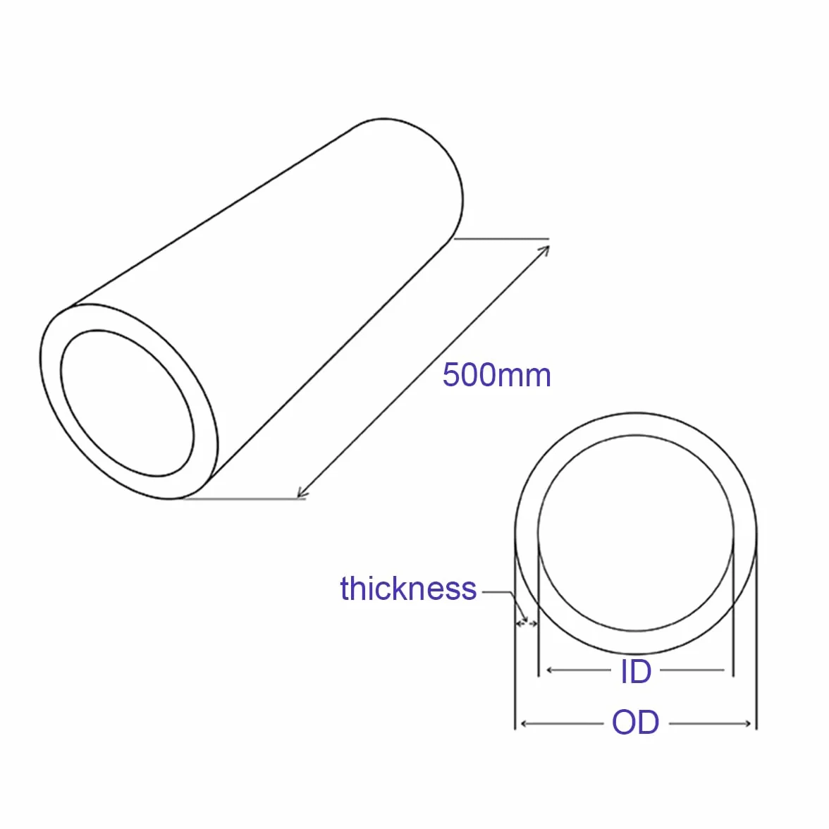 Okrągła rura aluminiowa, 2 szt. OD 6 mm długość 500 mm rury 6063 rura ze stopu aluminium (rozmiar: OD 6 mm x ID4 mm x grubość 1 mm)