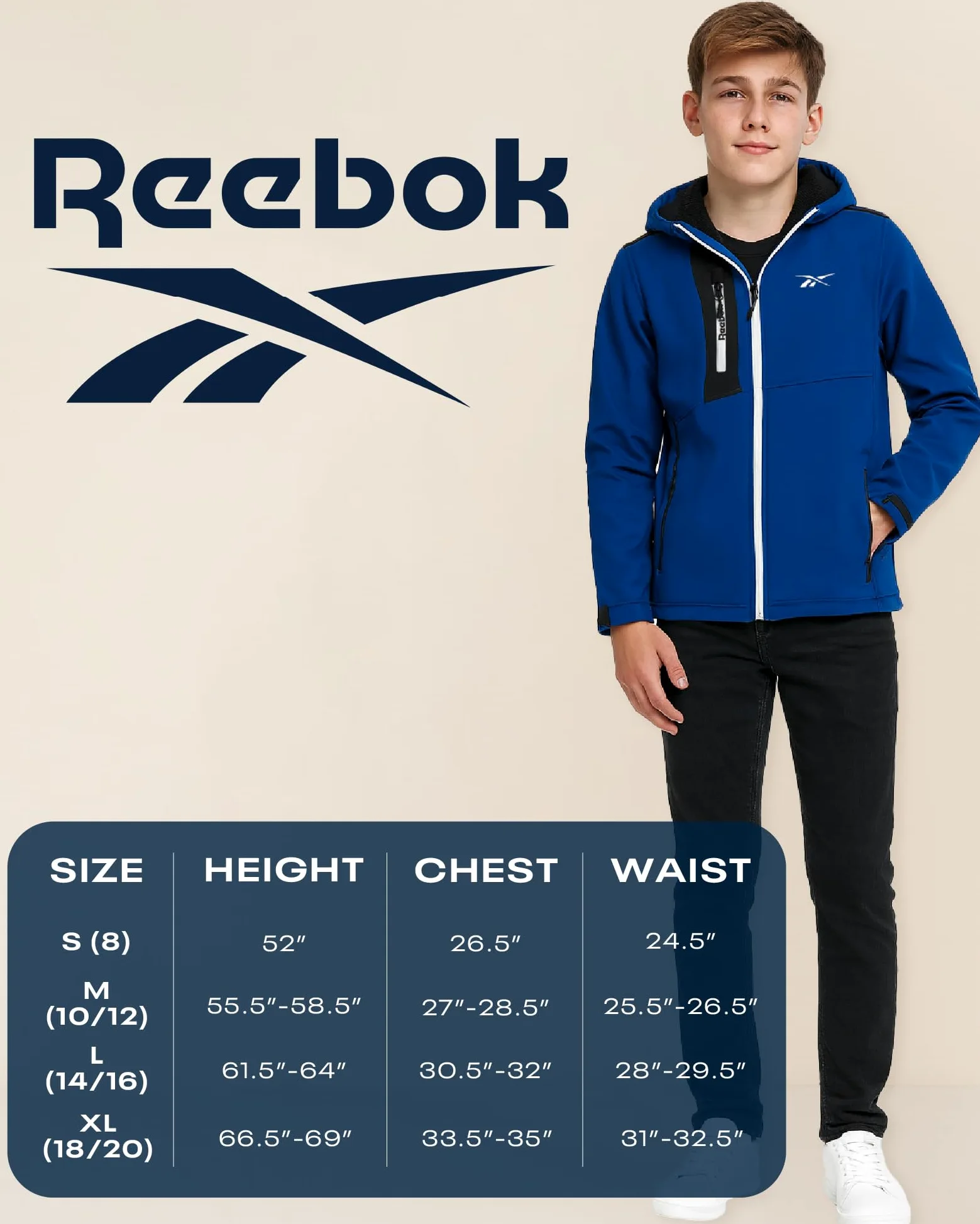 Reebok Chłopięca kurtka puchowa, ciężka, odporna na wiatr i wodę, chłopięca kurtka zimowa z kapturem, przytulny, izolowany, puchowy płaszcz zimowy