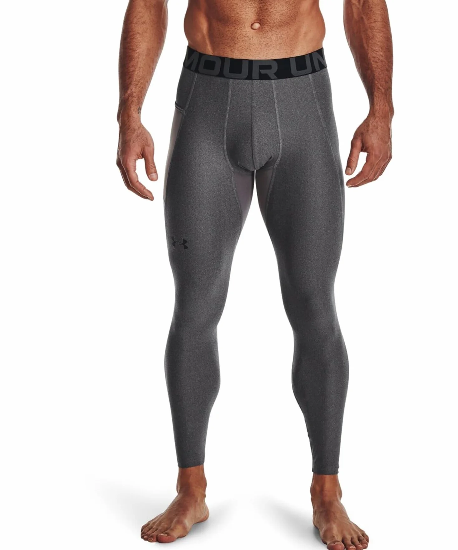 Under Armour Mężczyźni UA HeatGear Legginsy, Carbon Heather/Black, M
