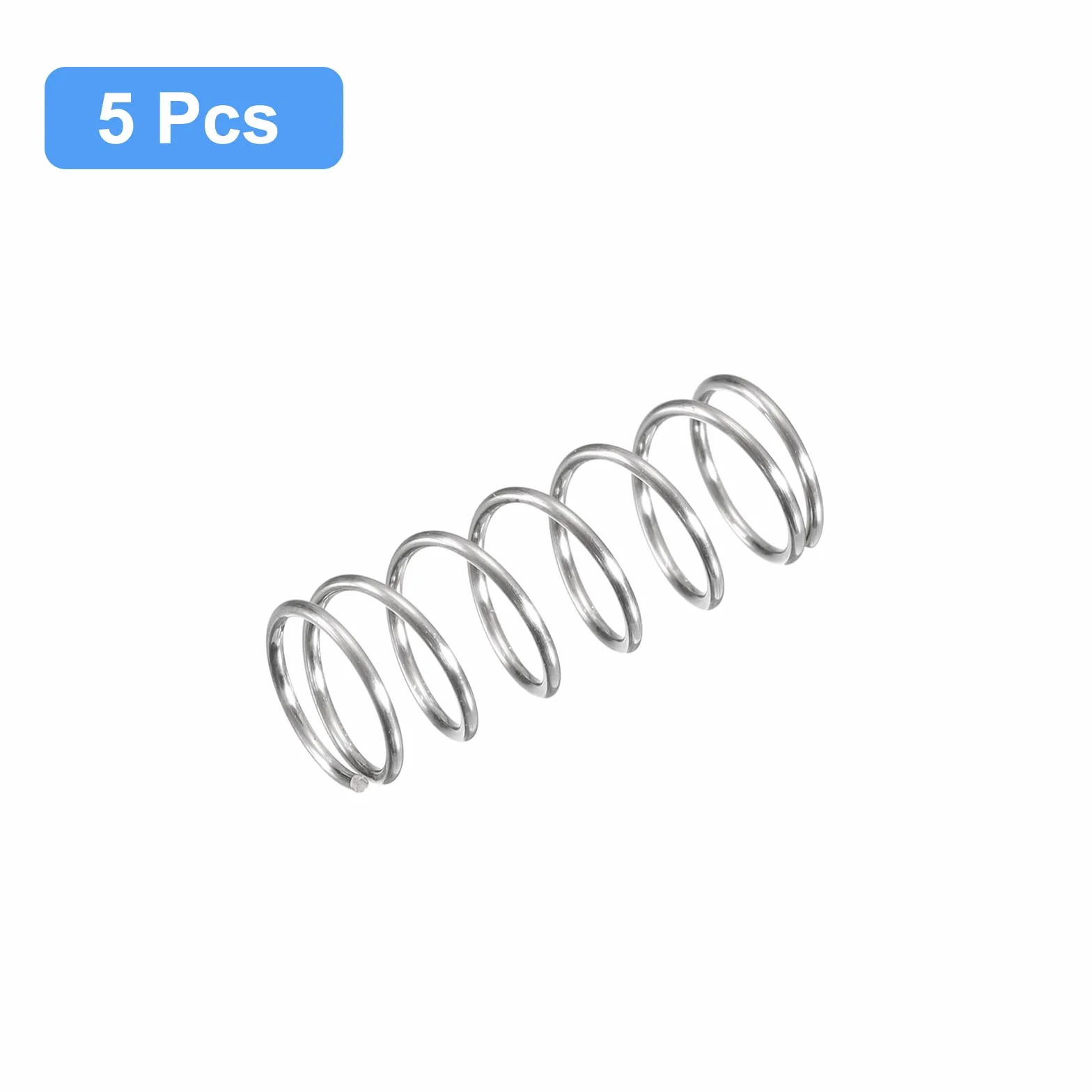 QUARKZMAN 5 szt. sprężyn dociskowych 304 stal szlachetna 8 mm AD 0,7 mm drut rozmiar 20 mm długość długość srebrny odcień