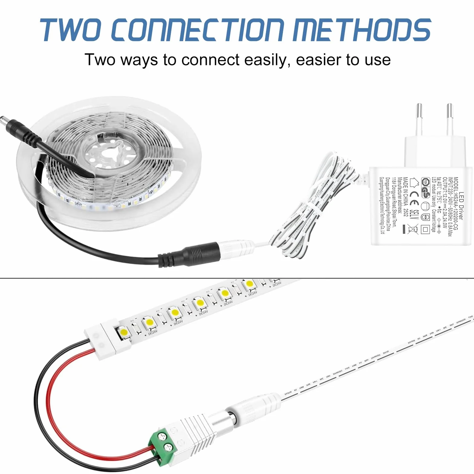 Zasilacz sieciowy 12 V, 2 A, transformator AGOTD 24 W AC 220-240 V do DC 12 V, zasilacz 12 V DC do taśm LED (biały)
