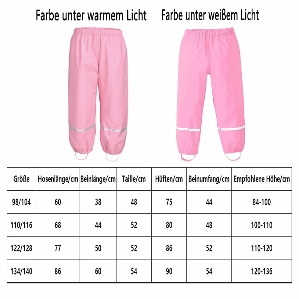 Chedin Unisex dziecięce spodnie przeciwdeszczowe, damskie spodnie przeciwdeszczowe, wodoodporne i wiatroszczelne, spodnie oddychające, spodnie błotne, bez podszewki, spodnie przeciwdeszczowe, spodnie