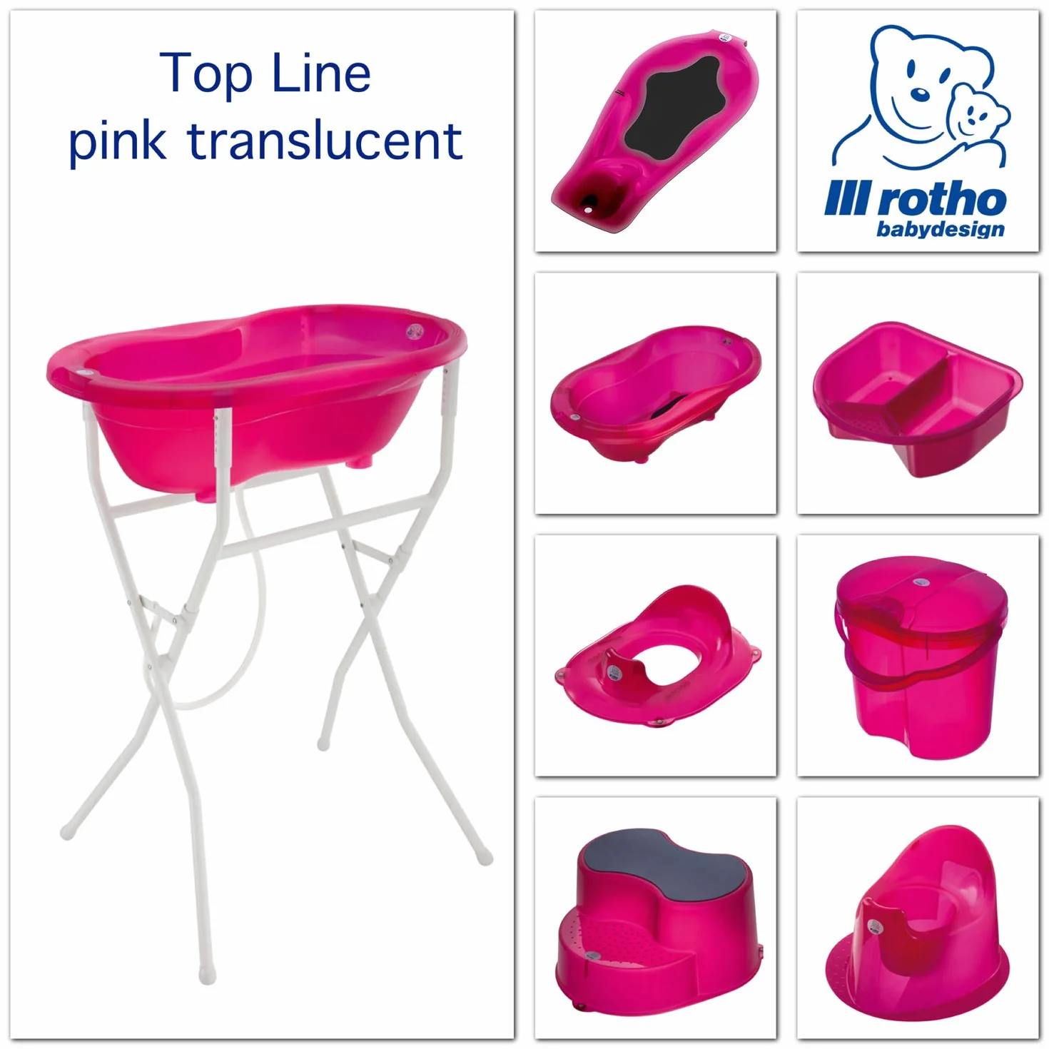 Rotho Babydesign TOP 200020210 kosz na pieluchy z pokrywką, 11 l, od 0 miesięcy, półprzezroczysty różowy, 11 l