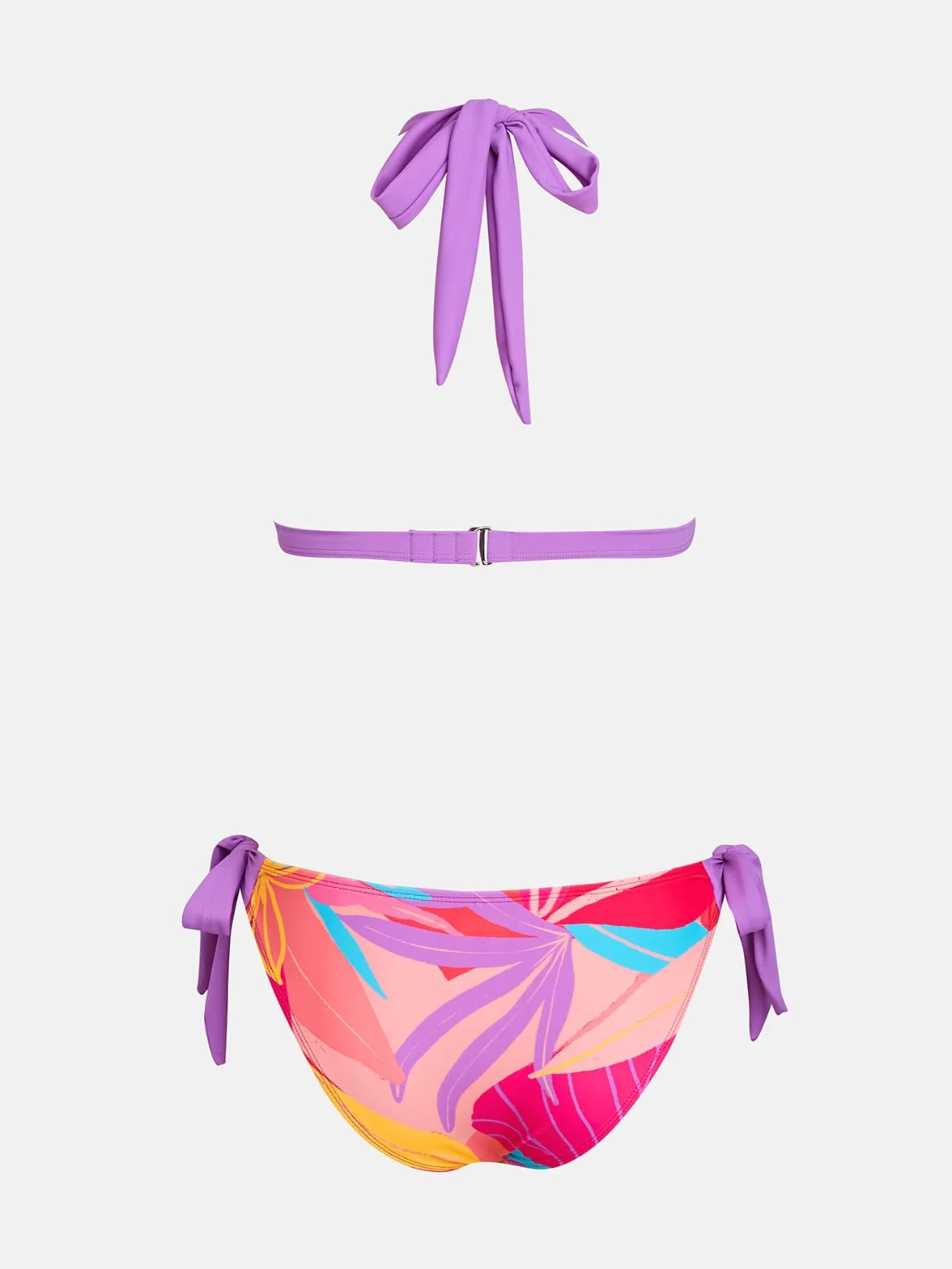 CUPSHE Damski zestaw bikini dwuczęściowe stroje kąpielowe dekolt w serek wiązany na szyi pasek z tyłu hak strój kąpielowy średni stan boczne wiązane stroje kąpielowe