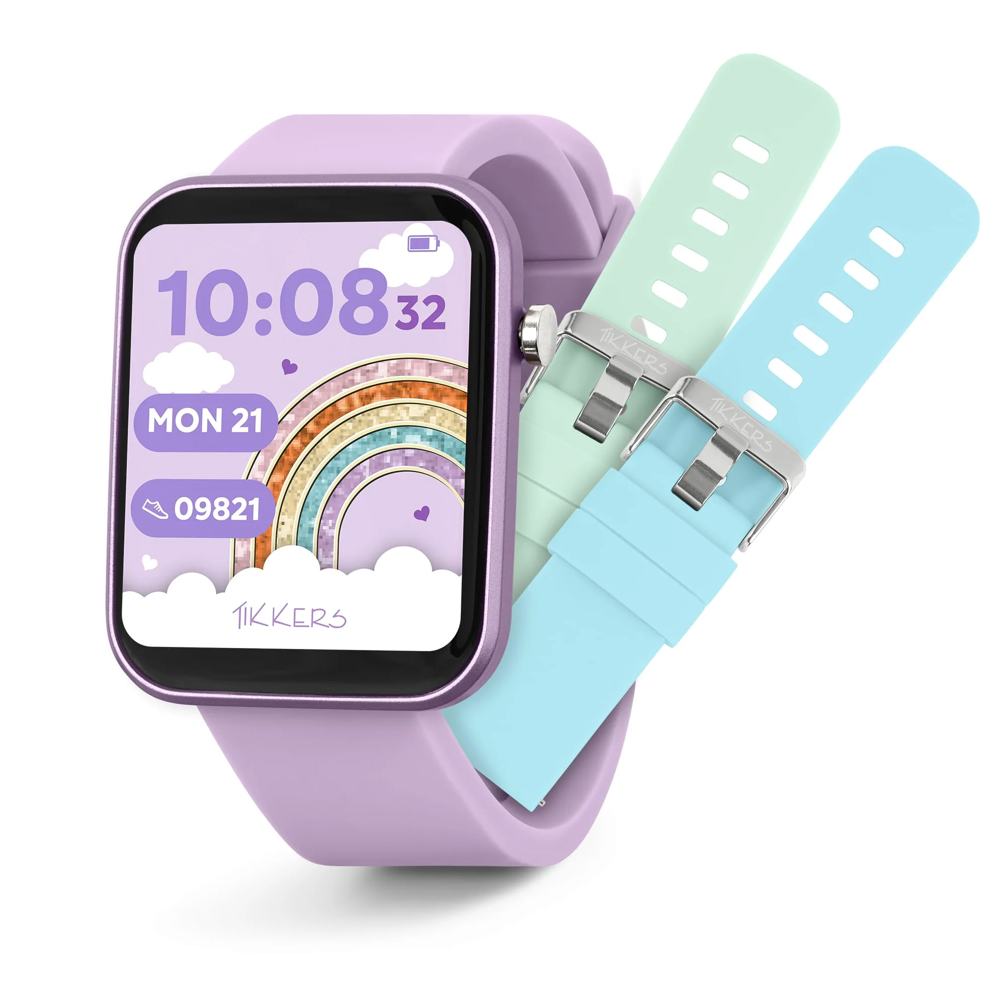 Tikkers Smart Series 13 Smart Watch liliowy silikonowy pasek zestaw
