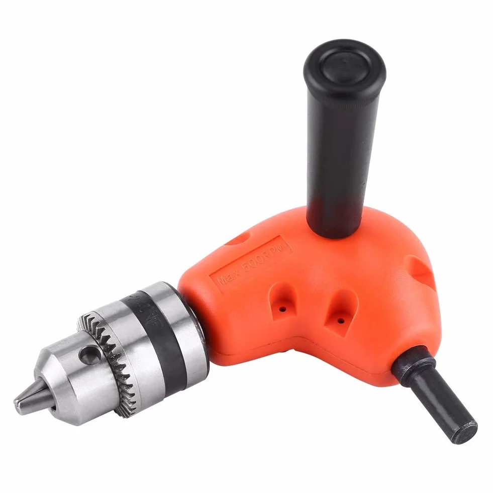 Adapter Wiertarski 90 Stopni Adapter Kątowy 9,5 Mm, Mocowanie Wiertła Kątowego Okrągły Uchwyt Wiertarka Kątowa Uchwyt Mocujący z Kluczem Wiertarskim do Wiertarki Elektrycznej