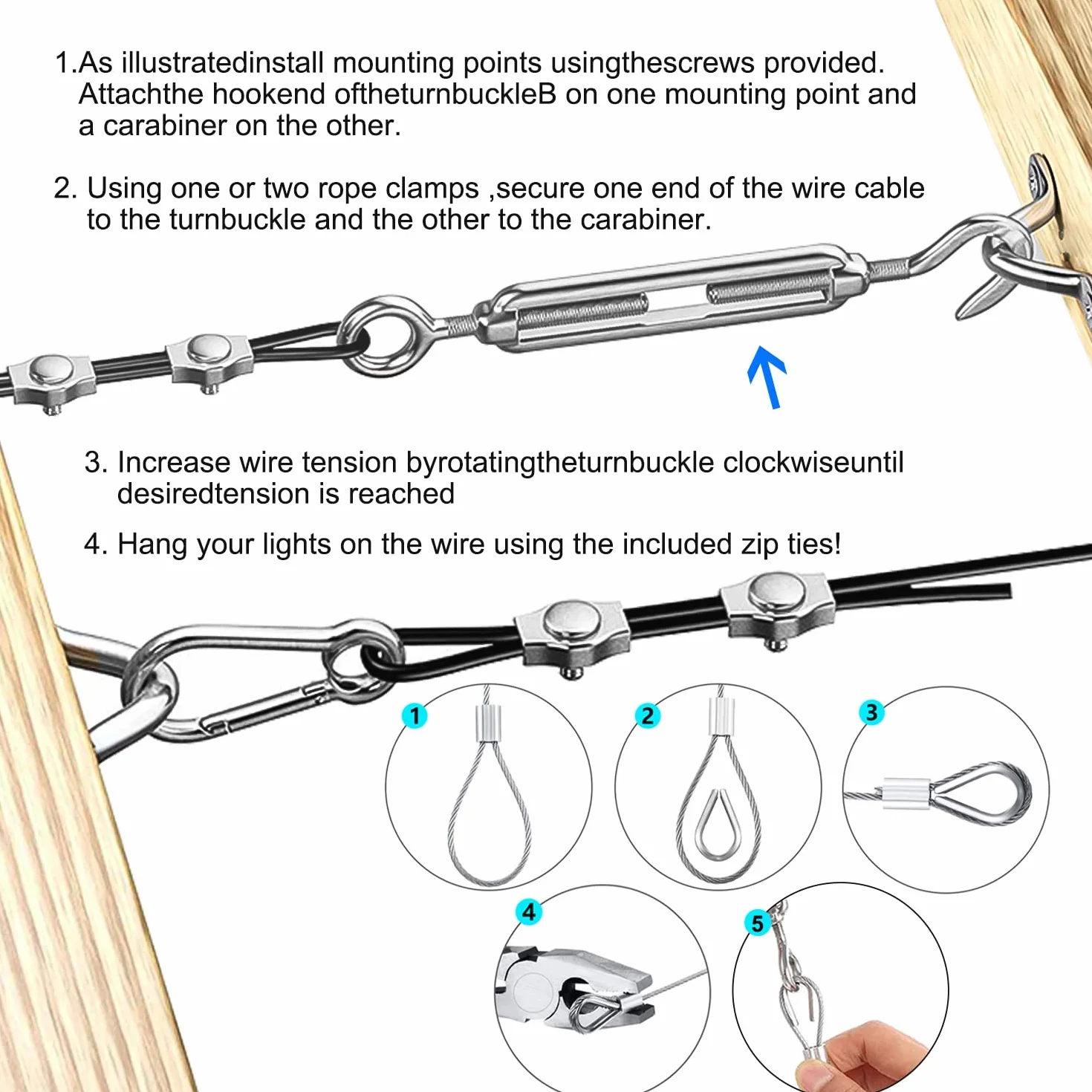 172 szt. Zestaw napinaczy linek ze stali nierdzewnej, 30 m Φ2 mm powlekany PVC kabel ze stali nierdzewnej, napinacz M4 i haczyk, zacisk do kabli metalowych, do zewnętrznego drutu do prania