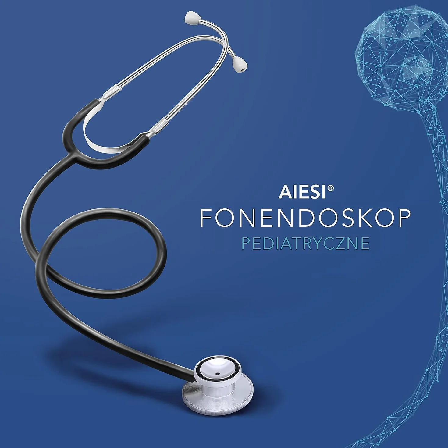 AIESI® Stetoskop Dziecięcy, profesjonalny fonendoskop z podwójną głowicą, czarny DOCTOR BABY SCOPE, 24 miesiące we Włoszech