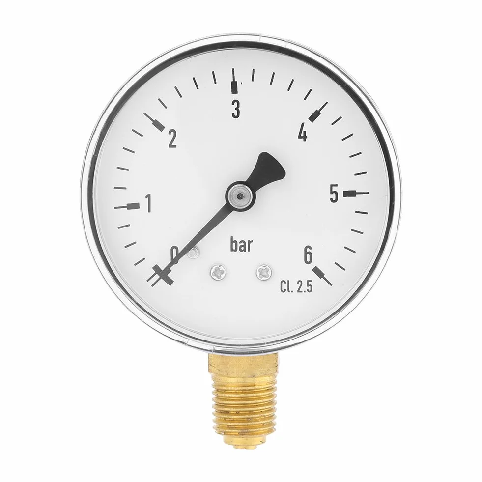 Air Pressure Hydraulic 1/4 NPT Mounting Meter 0-6 Bar Water And Air Instrument Dial Side Measurement Tool