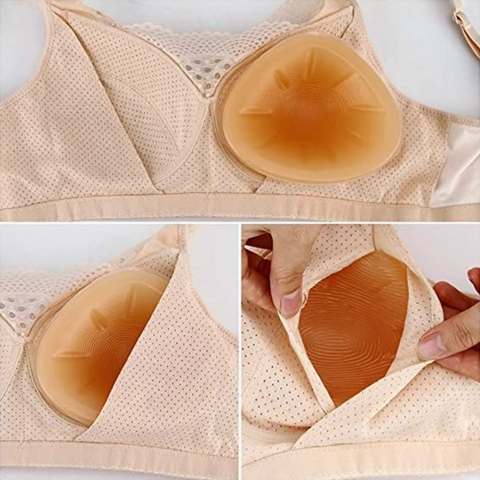 Silikonowe podkładki do biustonosza wkładki wzmacniacz piersi podkładki push up Cleavage, zdejmowane damskie wygodne sportowe miseczki wkładka do biustonosza do bikini top strój kąpielowy, skóra 1 szt. (rozmiar: F)