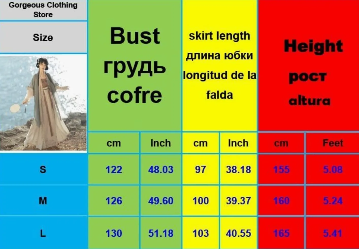 Chińska sukienka Hanfu 4 szt. zestaw herbata zielona płynąca sukienka maxi chińskie starożytne kobiety