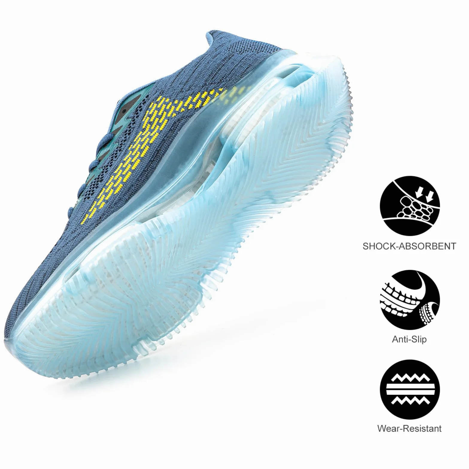 Hitmars Sneakersy męskie do biegania, buty sportowe, oddychające, lekkie buty do chodzenia, do aktywności na świeżym powietrzu, buty do biegania, sportowe, sneakersy, czarne, niebieskie, rozmiar 39-48