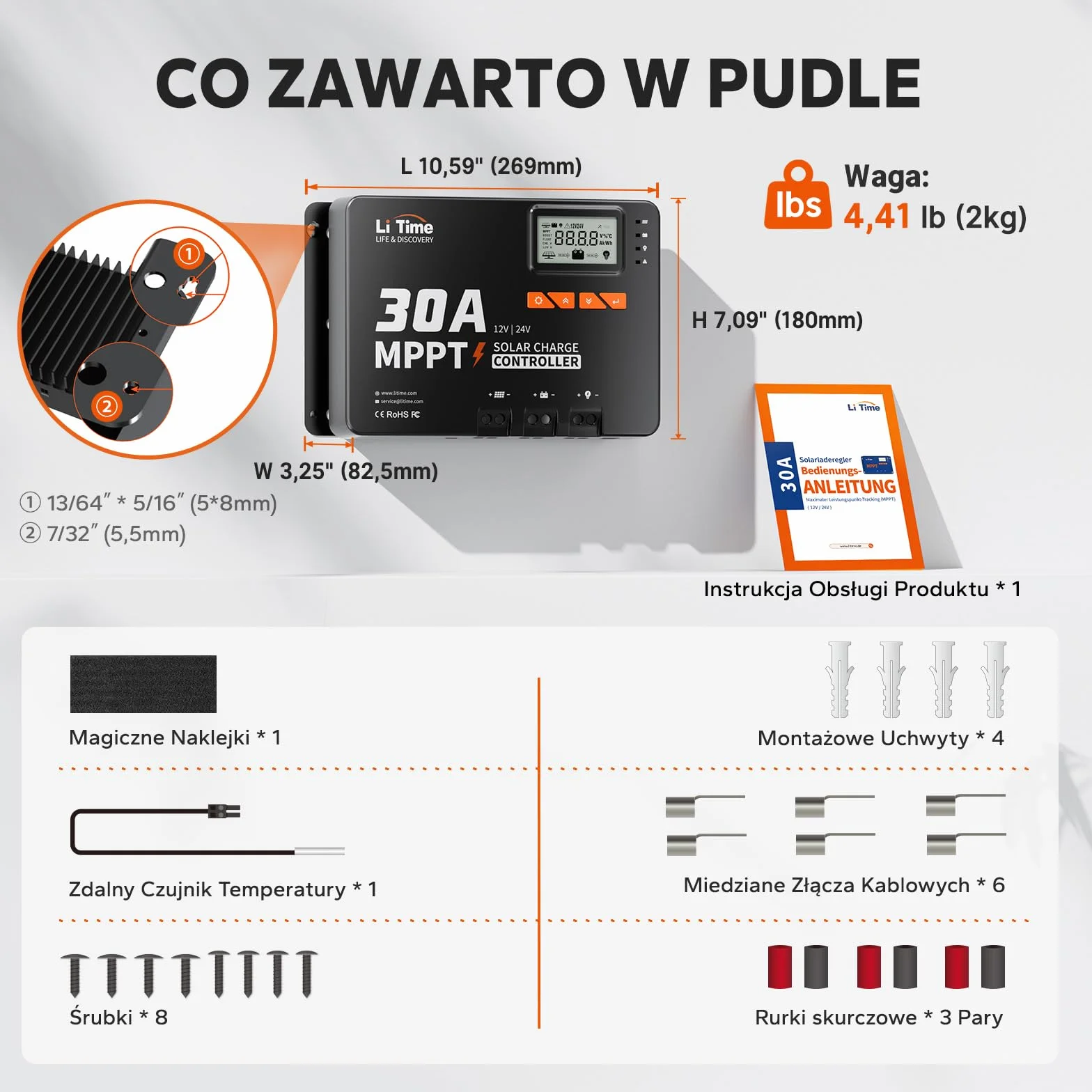 LiTime Regulator Ładowania Solarnego 30A, MPPT Solarny Regulator Ładowania 12V Dzięki Adapterowi Bluetooth, Regulowanemu Wyświetlaczowi LCD, Kontroler MPPT Nadaje Się do Użytku z Bateriami Litowymi