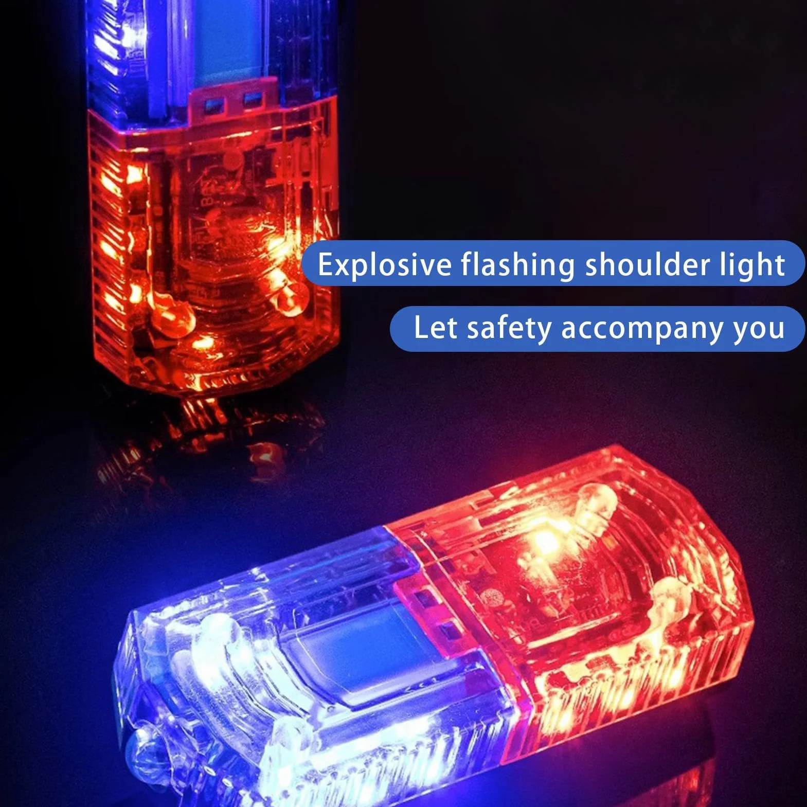 Wodoodporny klips LED, migaj?ce ?wiat? , czerwony niebieski stroboskop, lampa ?adowana przez USB, ?wiat? ostrzegawcze na rami?, czerwona niebieska lampa stroboskopowa, przezroczysta lampa z klipsem,