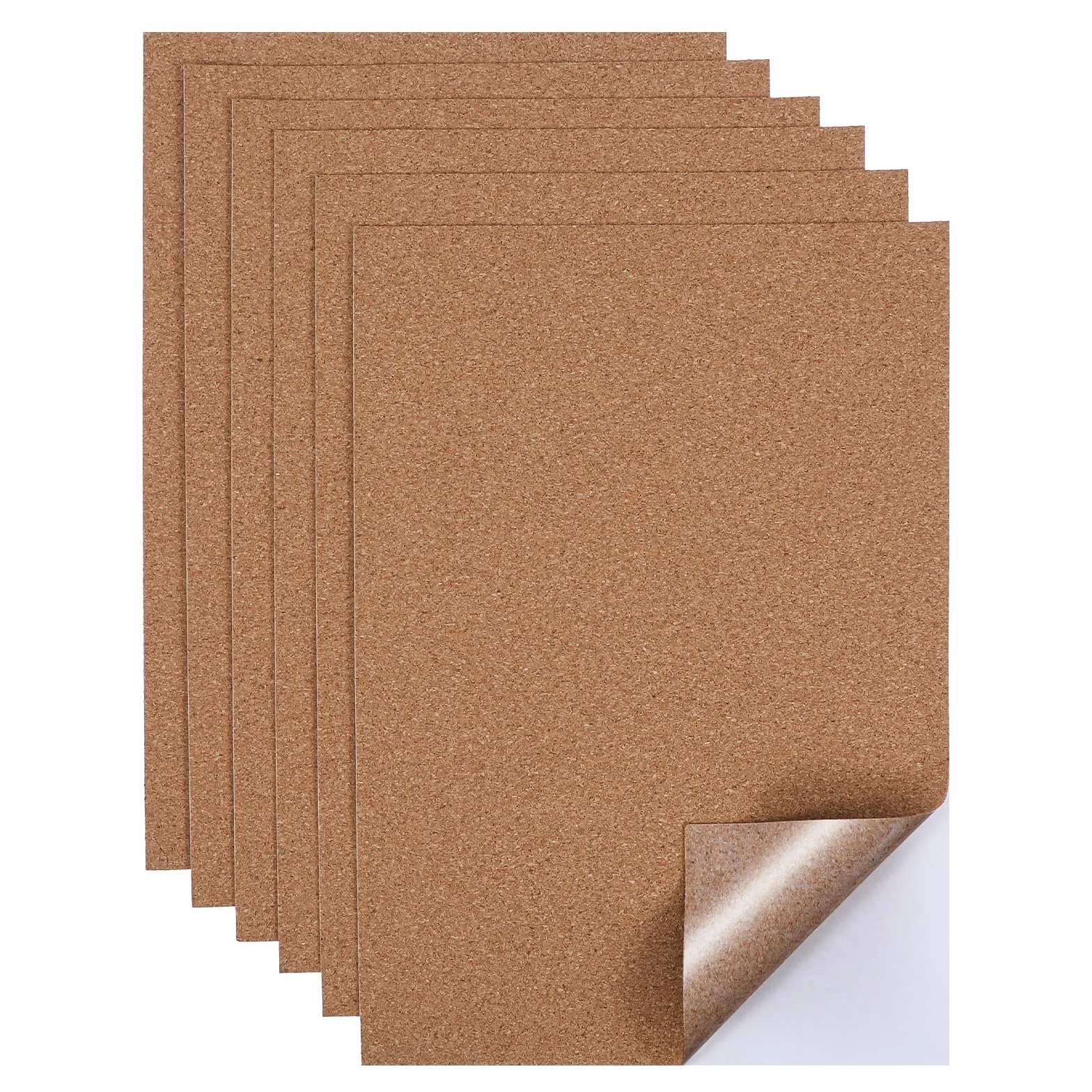 Nogeqi 6 sztuk samoprzylepnych podkładek korkowych, 30 x 21 cm, prostokątne, korkowe, arkusze korkowe, grubość 1 mm, samoprzylepne podkładki korkowe, do dekoracji ścian, DIY, antypoślizgowe (brązowe)