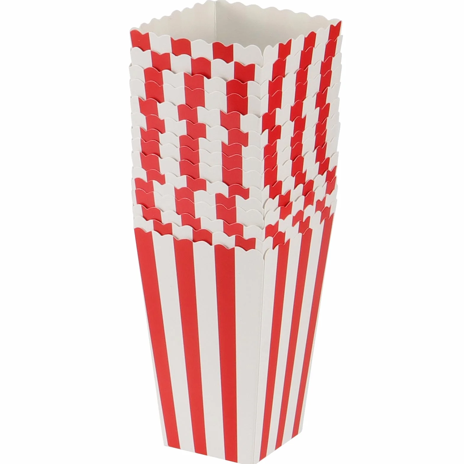 ZOENHOU 120 sztuk torebek na popcorn, czerwono-bia?e paski, ma?e torebki na popcorn, pude?ka na popcorn, mini pude?ka na przek?ski, kartonowe pojemniki na s?odycze, zestaw na cukierki, popcorn,
