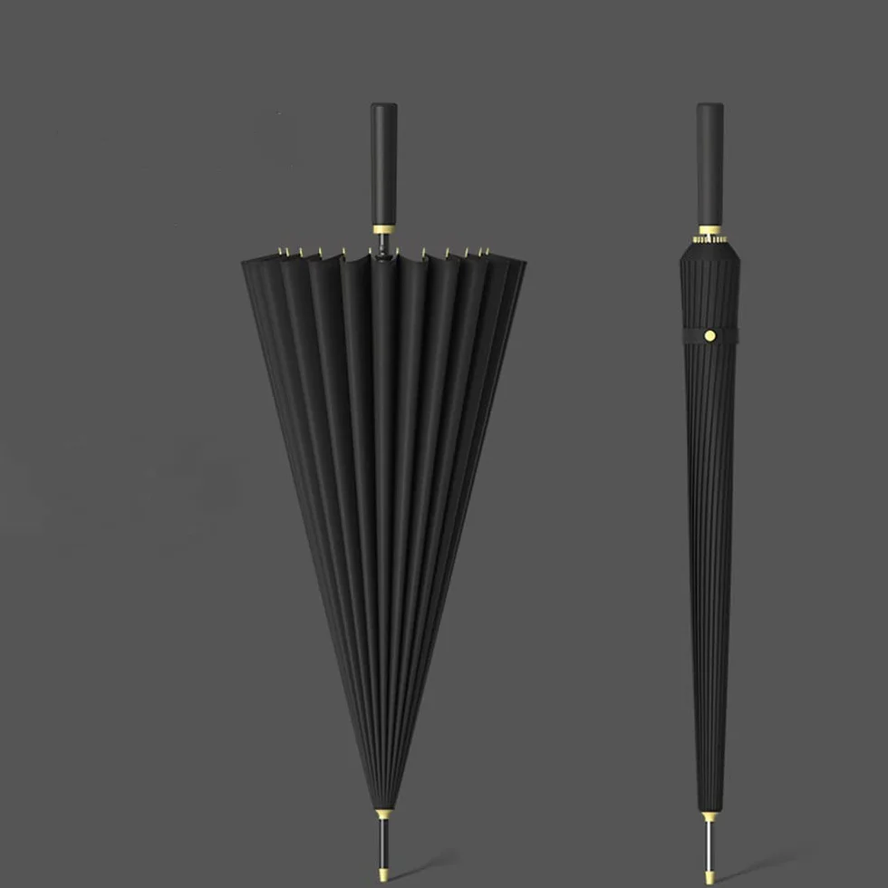 Duży parasol 24 żebra mocne wiatroszczelne włókno szklane Bumbersoll długi uchwyt ręczny biznes golf bumbershoot outdoor kobiety mężczyźni wiele kolorów KS46