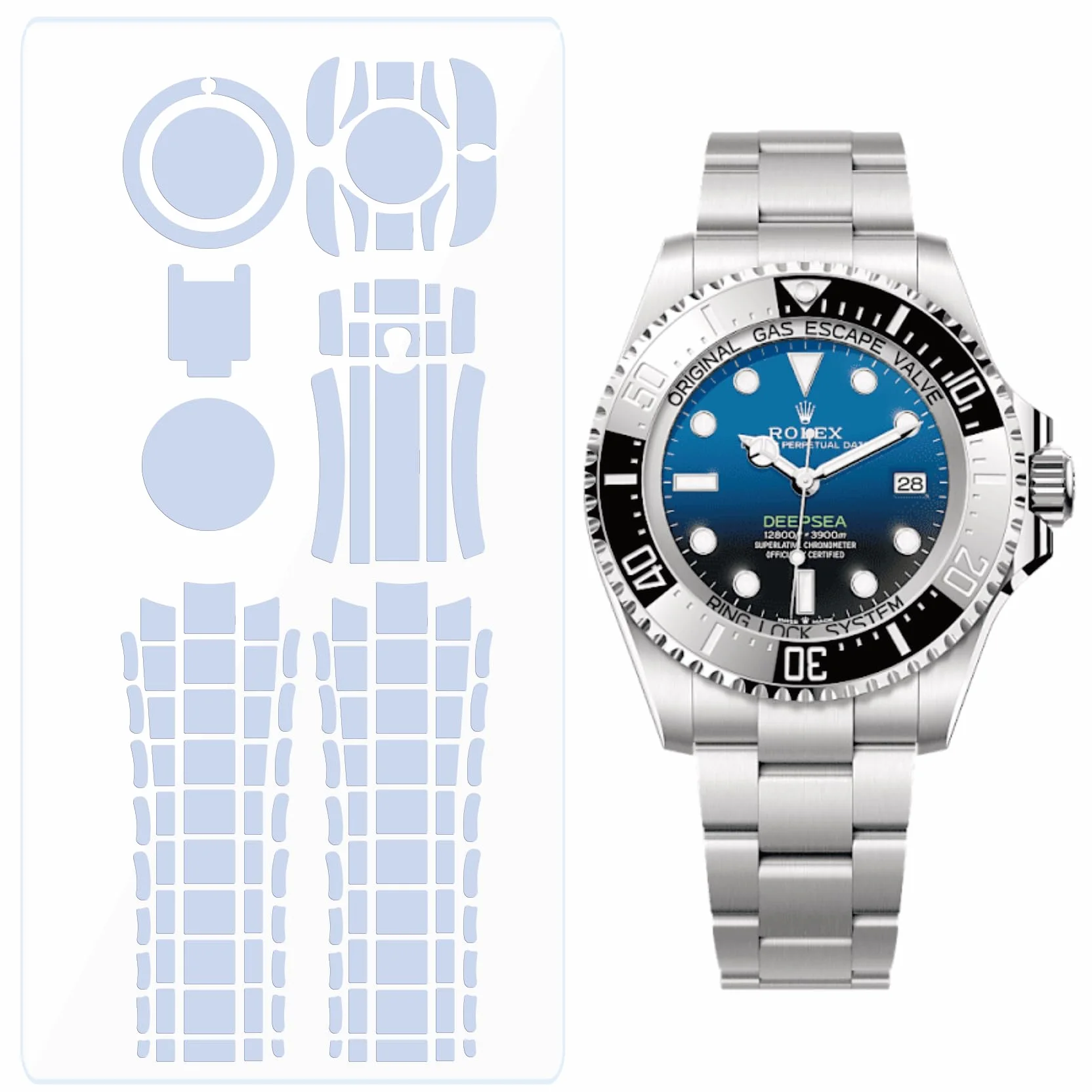 Folia ochronna do Rolex Sea-Dweller Deepsea 44 mm 126660, przezroczysta skóra na cały zegarek