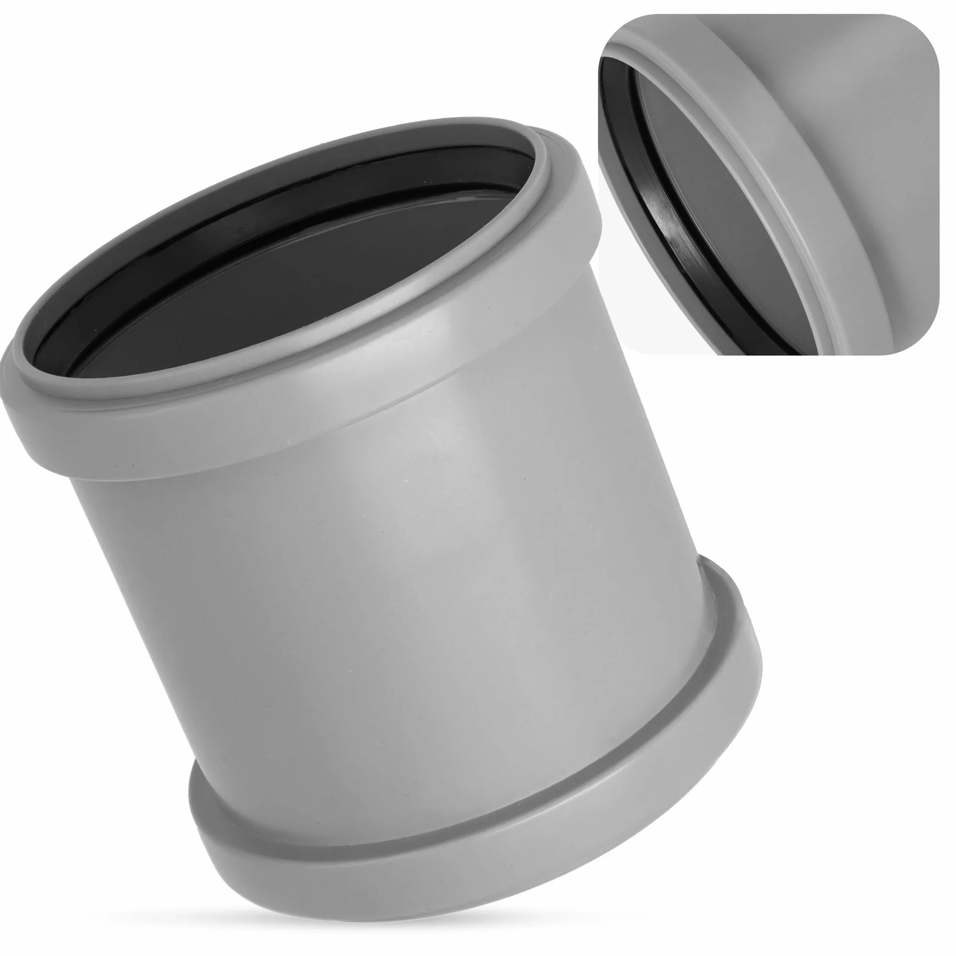 Millto Mufa rura kanalizacyjna 110 x 110 mm, szara, PP, połączenie, połączenie, system rur kanalizacyjnych, odporność chemiczna, z 2 gumowymi pierścieniami uszczelniającymi