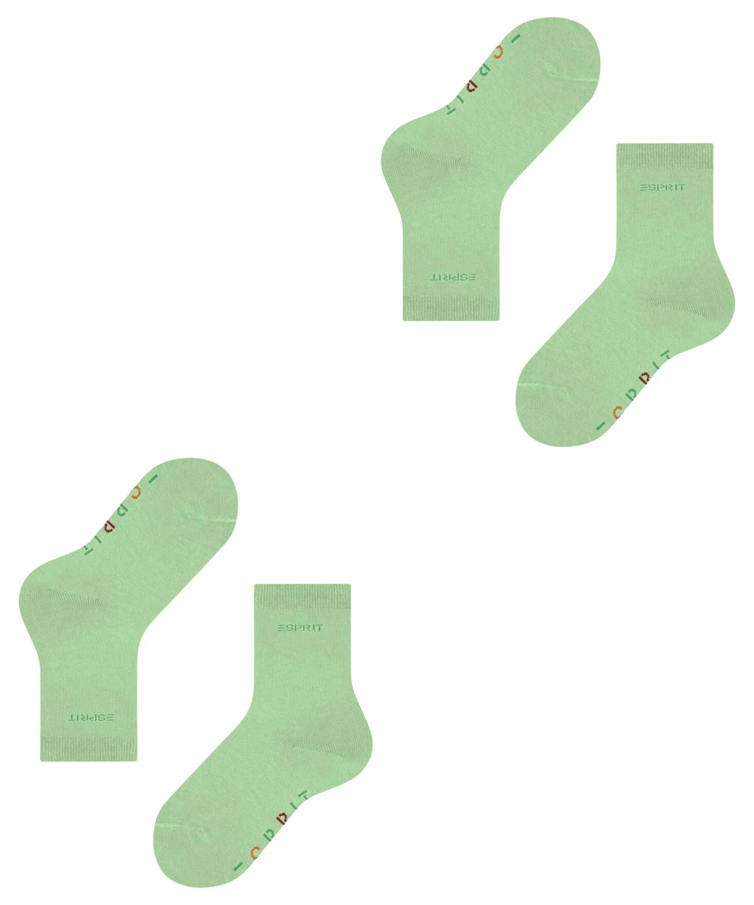 ESPRIT Uniseks - dzieci Skarpety Foot Logo Multipack K So Bawełna jednokolorowe 2 Pak, Zielony After Eight 7134, 31-34