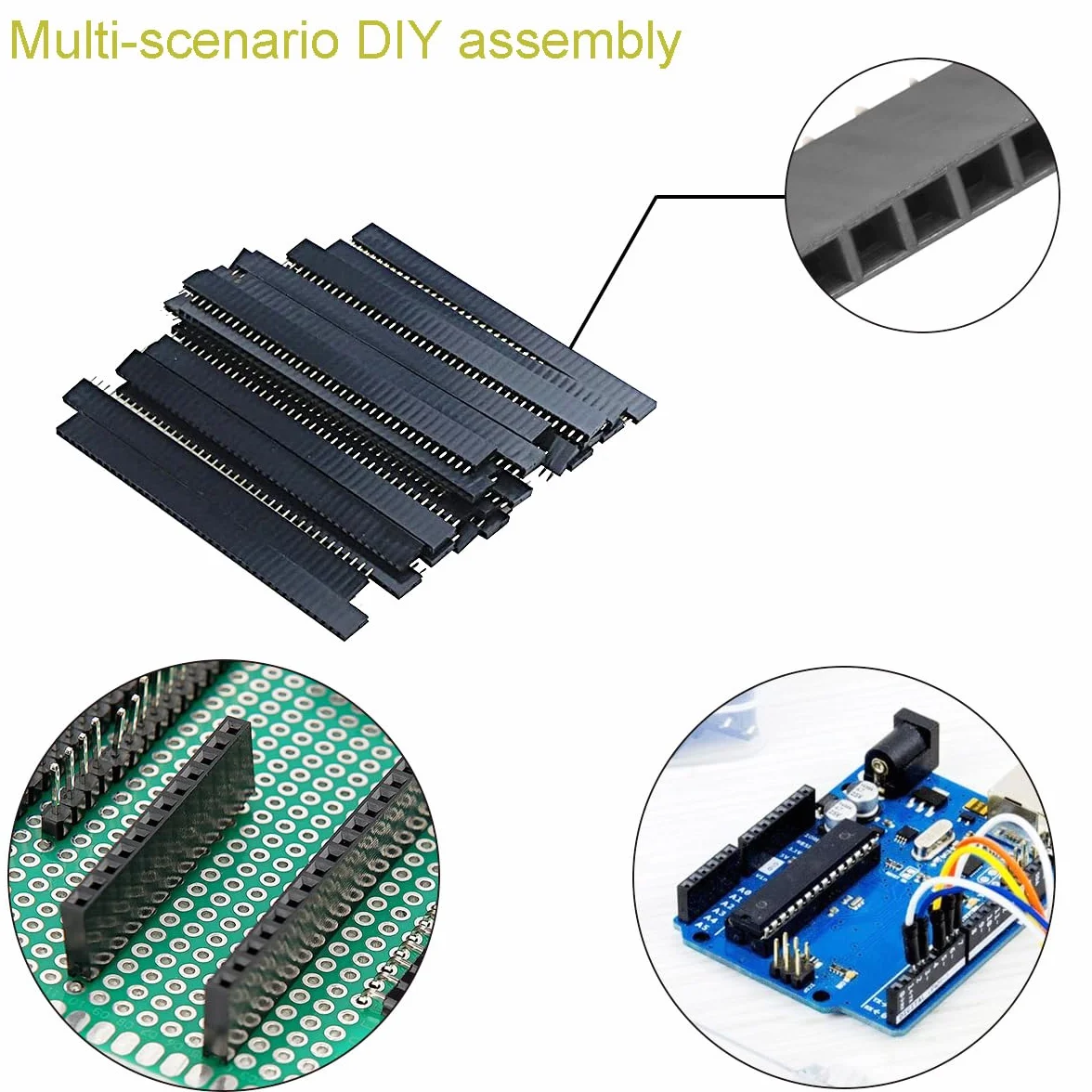 30 szt. 2,54 mm nagłówek pinowy kolor pozłacany pinheader 40-pinowy męski zestaw złączy wtykowych PCB listwa pinowa + 30 szt. 40-pinowe żeńskie nagłówki do PCB Board Project DIY