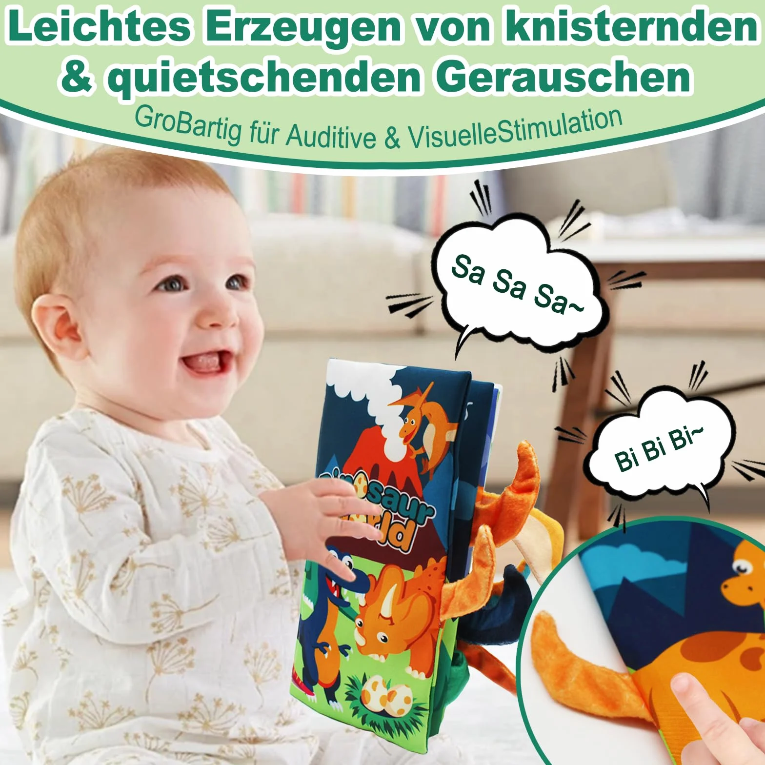 Książka materiałowa dla niemowląt, zabawka z materiału 3D, nadaje się do prania i miękka, na baby shower, urodziny i Boże Narodzenie (A)