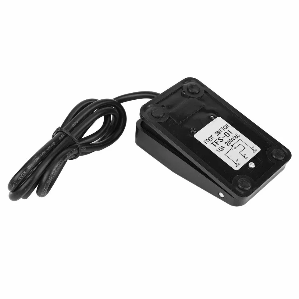Przemysłowy włącznik nożny TFS-01 220VAC 10A Włącznik nożny czarny z przewodem 1m do wiertarek stołowych, obrabiarek, pras hydraulicznych itp