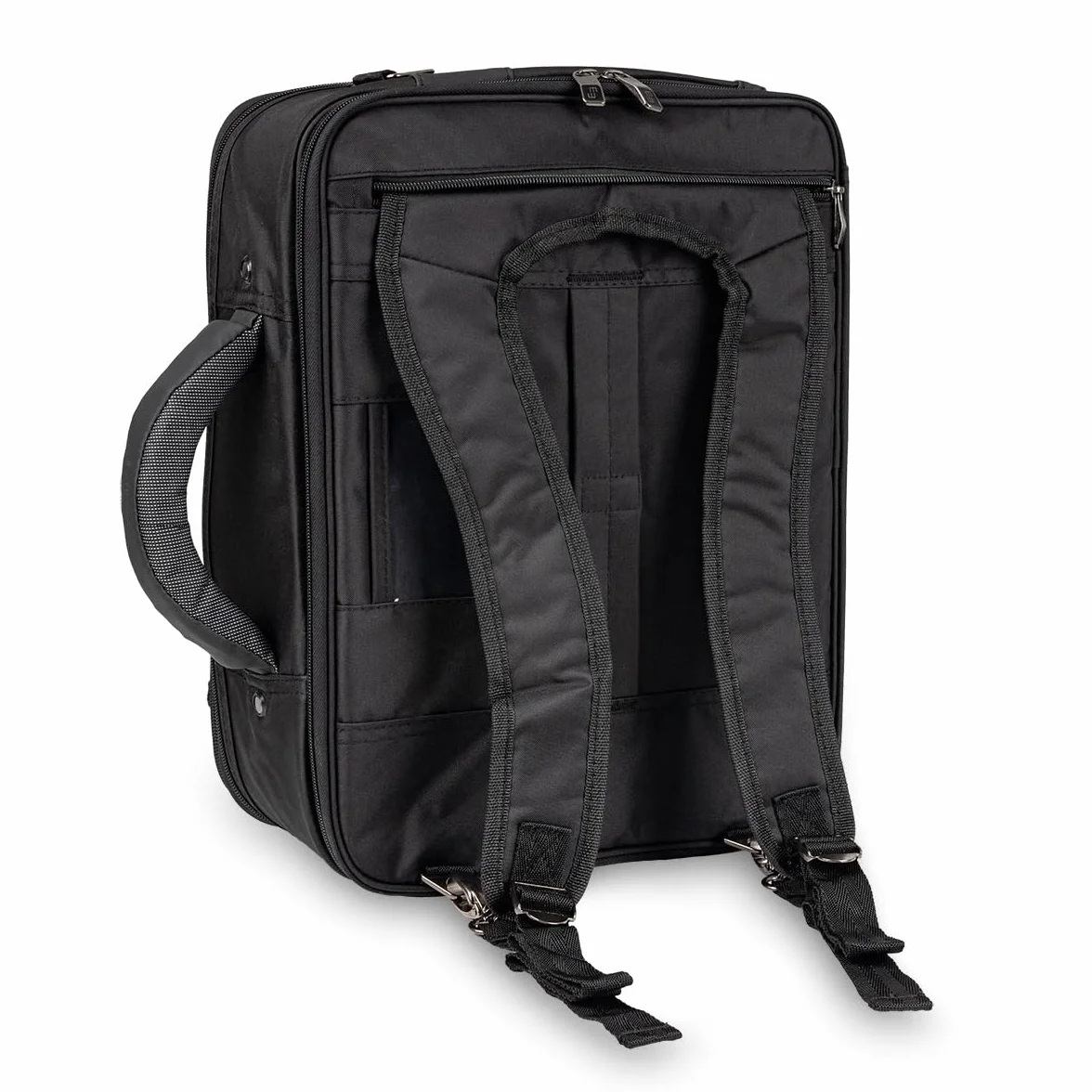 ELITE BAGS EB Doktor's torba lekarska szaro-czarna | idealna na wizyty w domu | przemyślane wyposażenie | kieszenie modułowe | pasek do noszenia na ramię | chowany system noszenia plecaka, czarny i