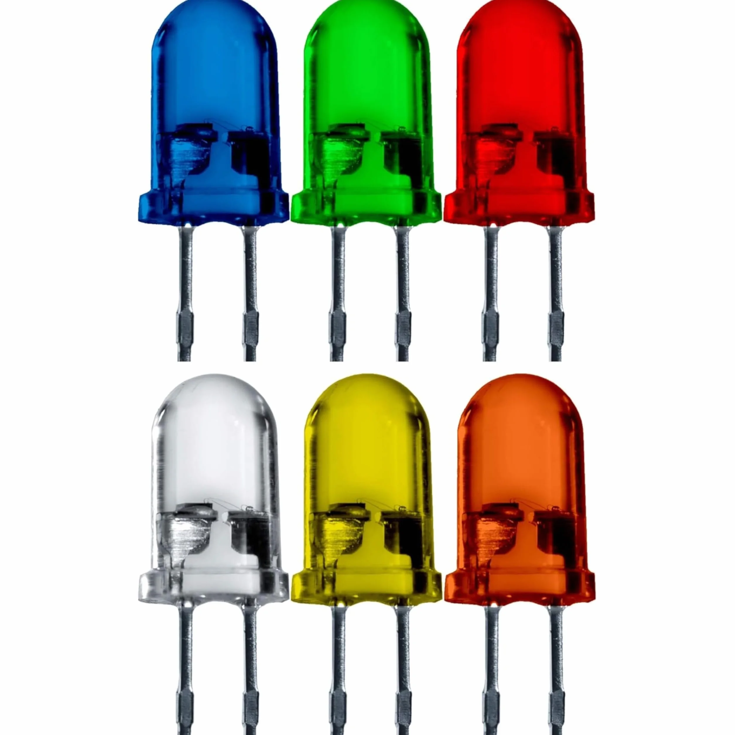 LED 5mm asortyment 300 sztuk z 6 kolorów niebieski czerwony żółty zielony pomarańczowy biały dioda emitująca światło bardzo jasne 3V dioda 2 pin LEDs obudowa rozproszona kolorowy zestaw
