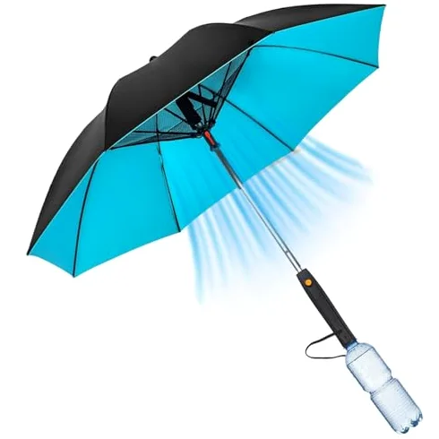 Przenośny parasol przeciwsłoneczny 3 w 1 z wentylatorem i mgłą, UV SPF 50, funkcja chłodzenia na kemping na świeżym powietrzu i na plażę