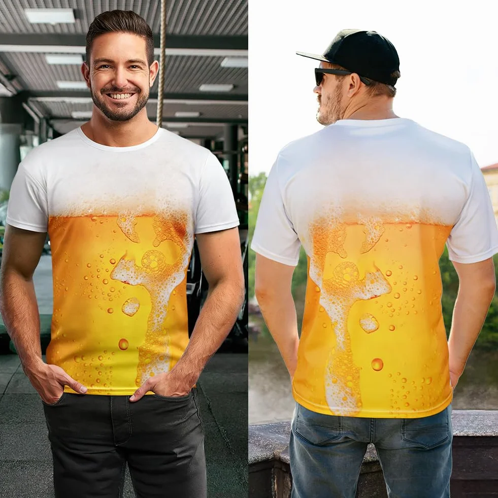 Męska koszulka z krótkim rękawem, Funky Graphic T-Shirt, Męska koszulka z nadrukiem, nadruk 3D, na co dzień topy graficzne koszulki, na Halloween Taniec Clubwear Topy