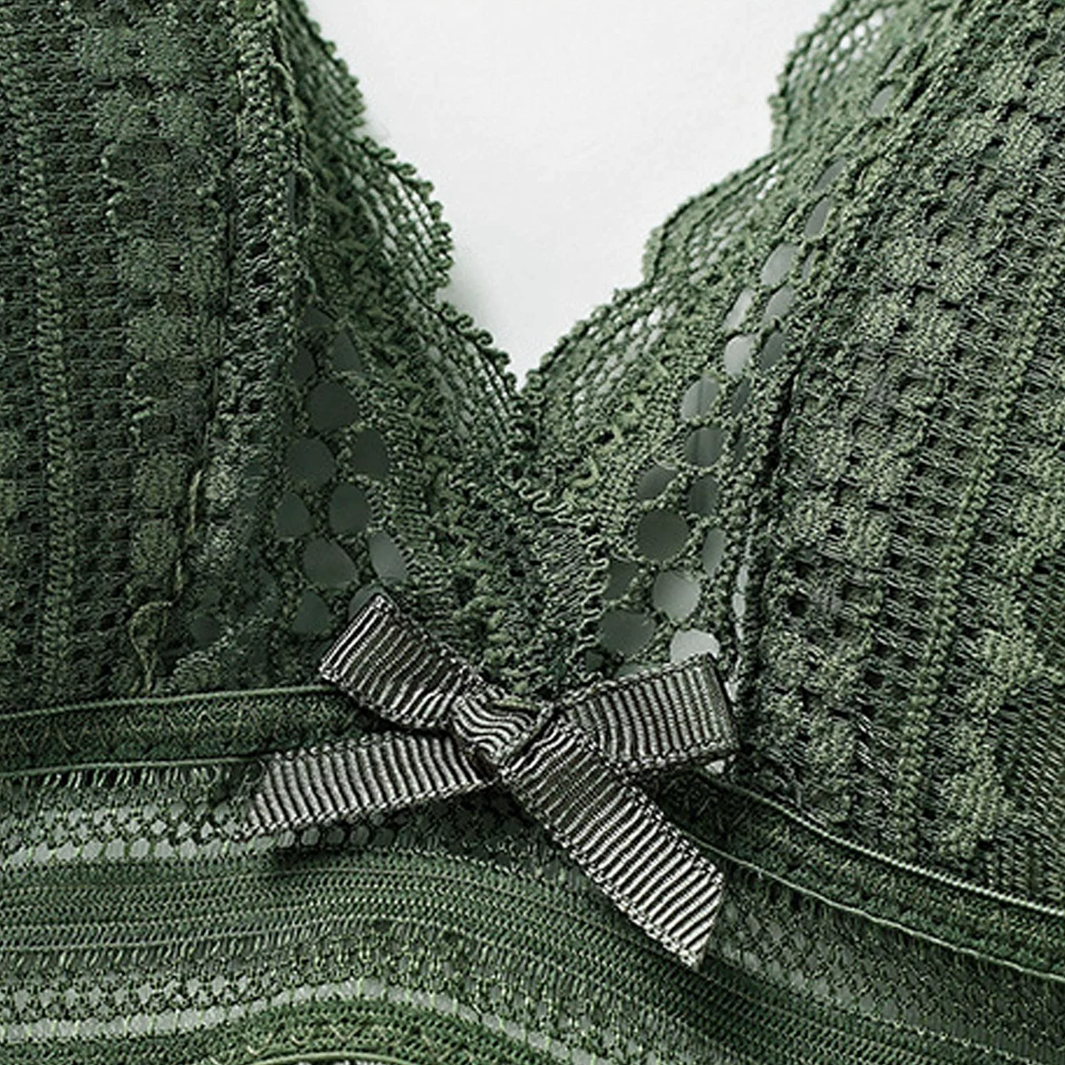 Bielizna Koronkowy biustonosz typu bralette z niskim tyłem + stringi Bielizna nocna Dwuczęściowy komplet bielizny bandażowej (kolor: zielony, rozmiar: Xl) (Zwart L)