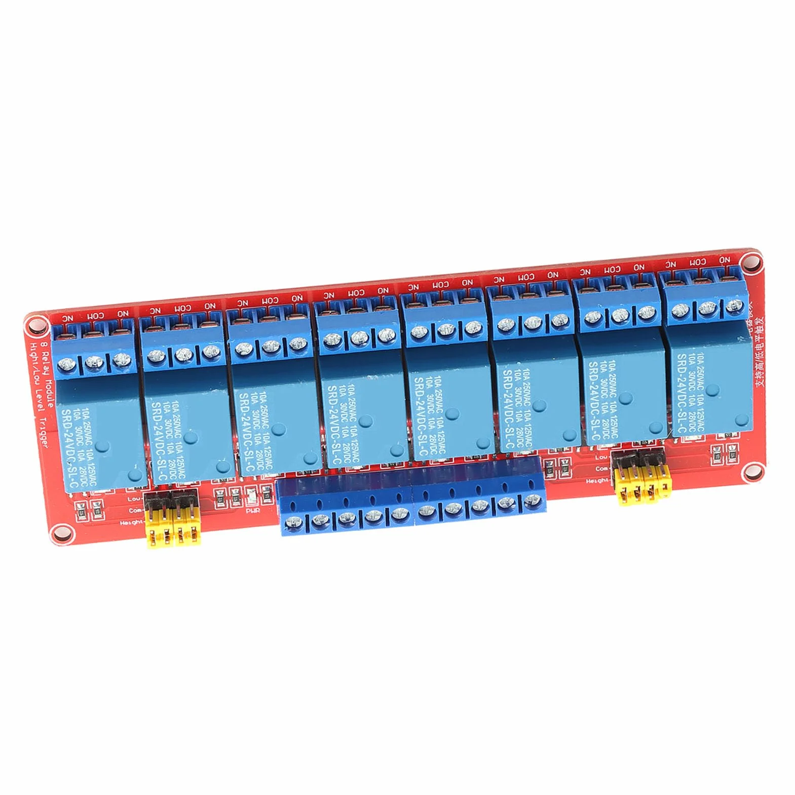 8-kanałowa Płytka Modułu Przekaźnika Transoptorowego, Duża zdolność Sterowania, 5 V/12 V/24 V, Konstrukcja Odporna na Uszkodzenia, Wskaźnik Zasilania, 8-kierunkowy Wskaźnik (24V)
