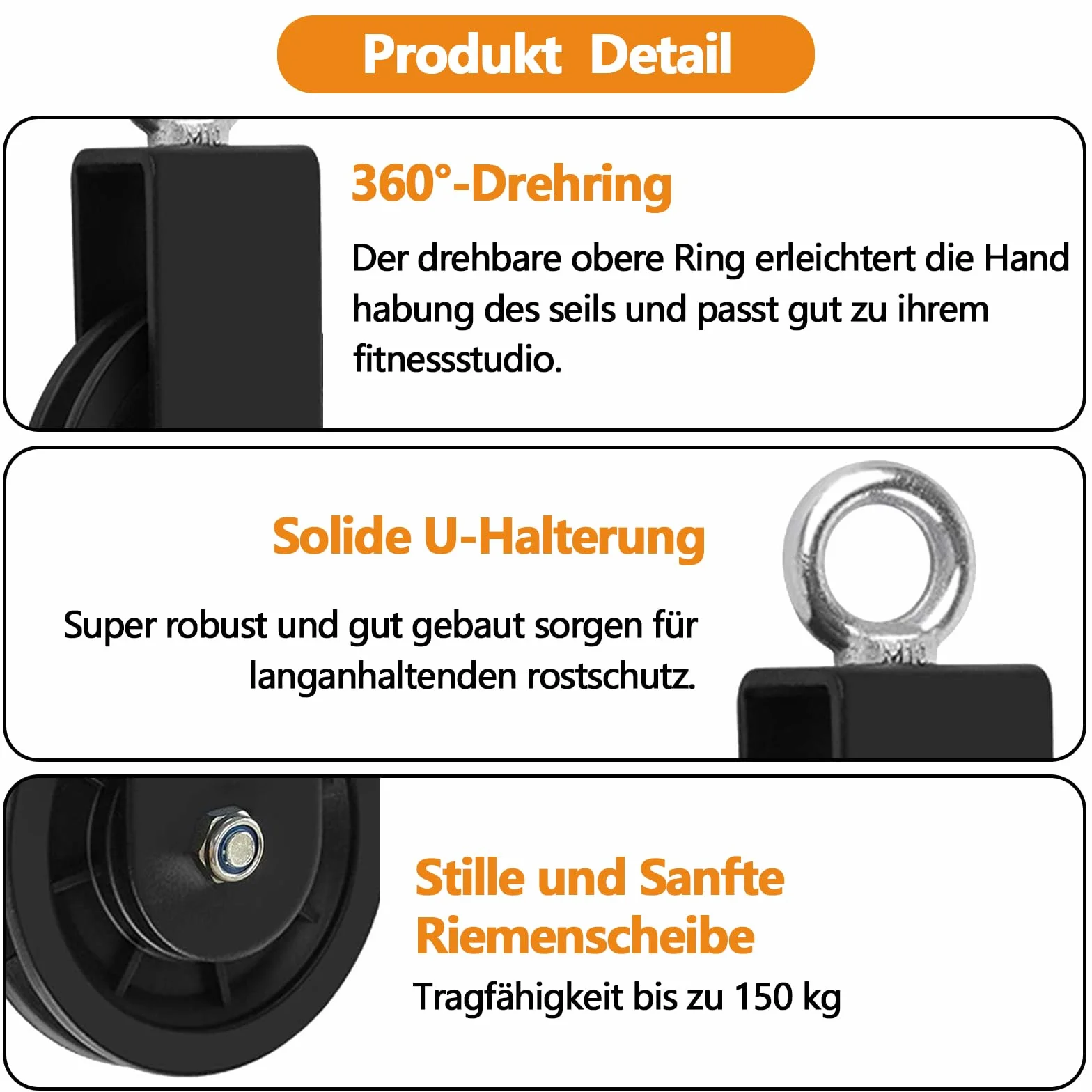 Kółka zwrotne, 2 szt. rolki linowe z uchwytem mocującym U, 360° kabel Pulley, rolka zwrotna z karabińczykiem, rolki zwrotne do lin, blok rolek zwrotnych, akcesoria do huśtawek, linka do prania