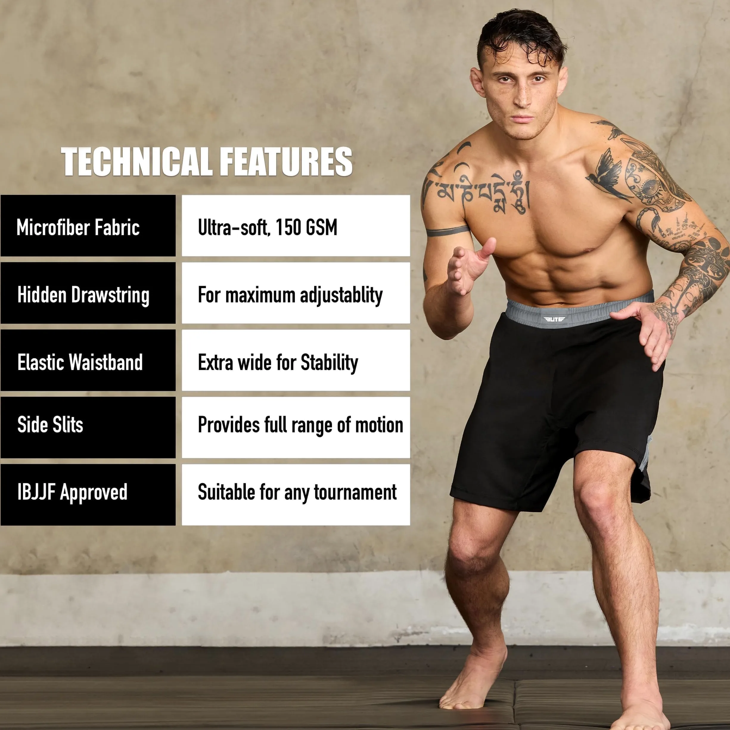 Elite Sports MMA Fight szorty męskie Black Jack UFC BJJ No Gi Grappling Jiu Jitsu szorty