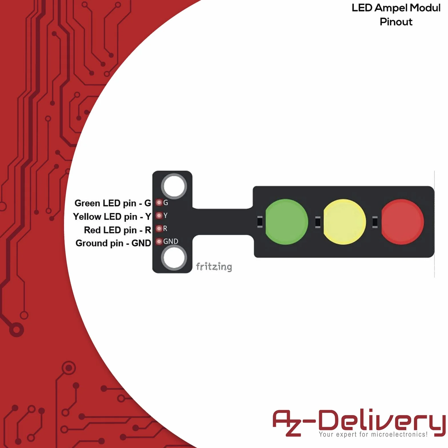 AZDelivery 5 x Moduł sygnalizacji świetlnej LED Kreatywny mini sygnalizator świetlny DIY 3.3-5V 8mm kompatybilny z Arduino tym e-book!