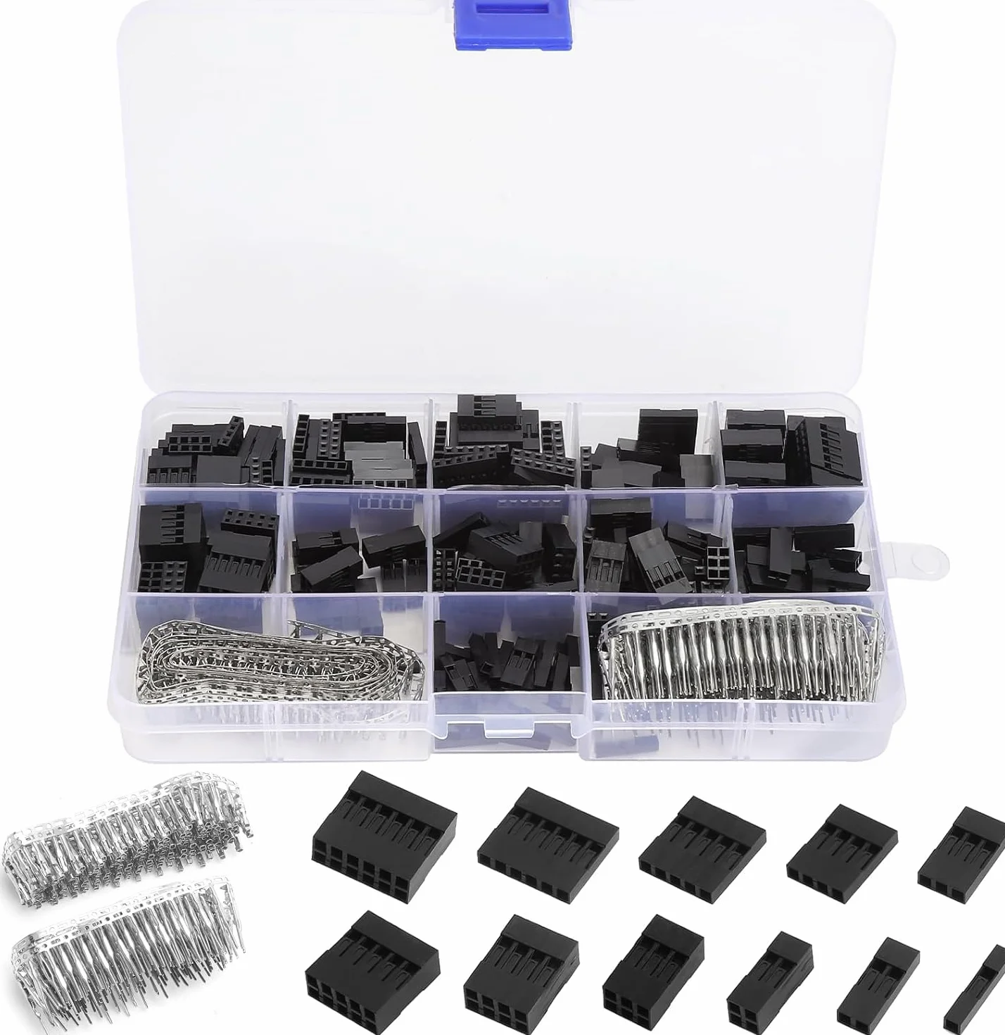 Zestaw wtyczek DuPont (620 szt.), wtyczka Dupont 2,54 mm, męska-żeńska, 1-6 pinów, wtyczka JST, do projektów elektronicznych DIY, Arduino, Raspberry Pi, z pudełkiem do przechowywania